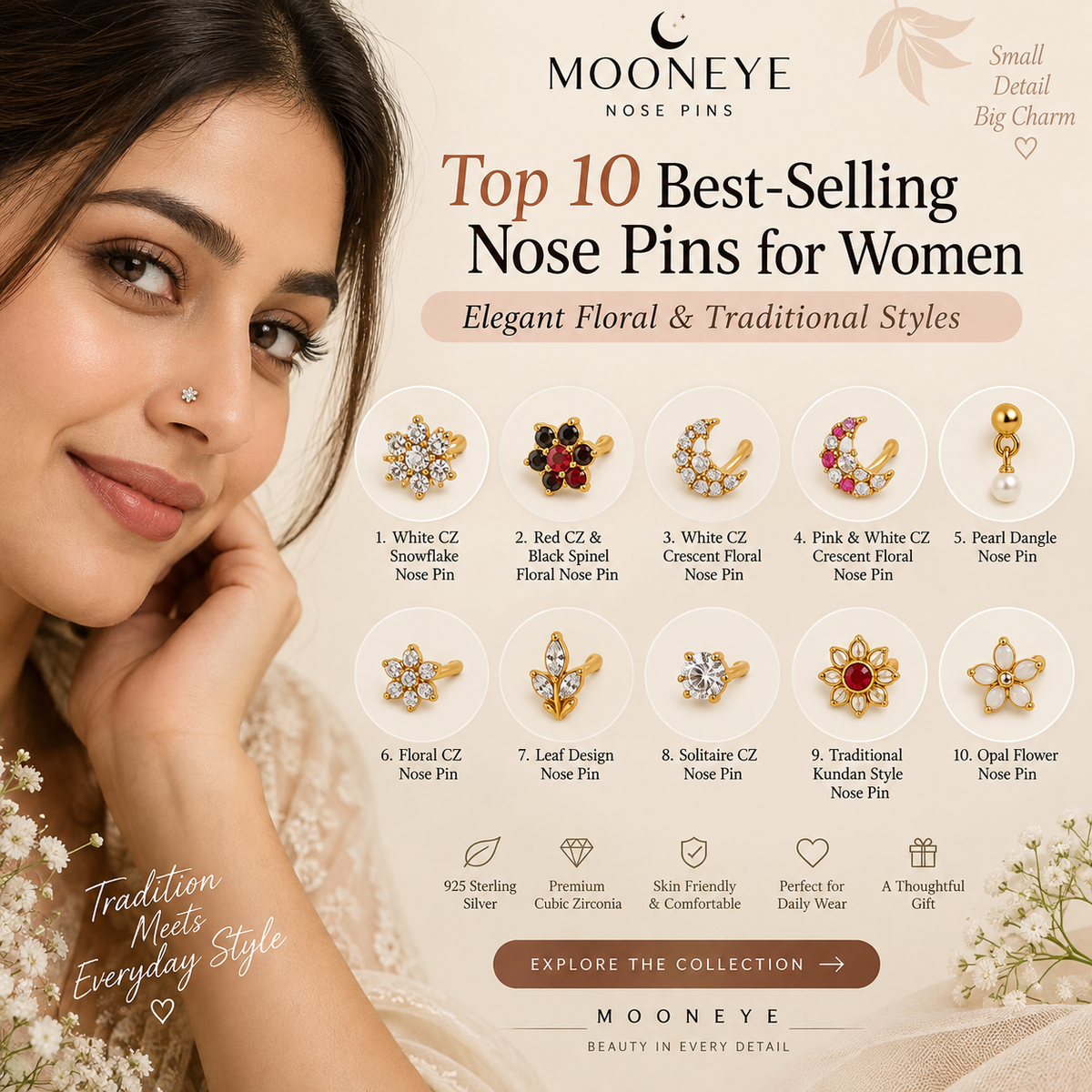 Top 10 Best-Selling Nose Pins for Women: Elegant Floral & Traditional Styles