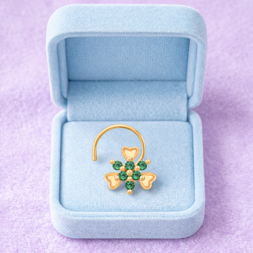 925 Sterling Silver Multi Stone Nose Pin – Gold Plated 925 Silver
