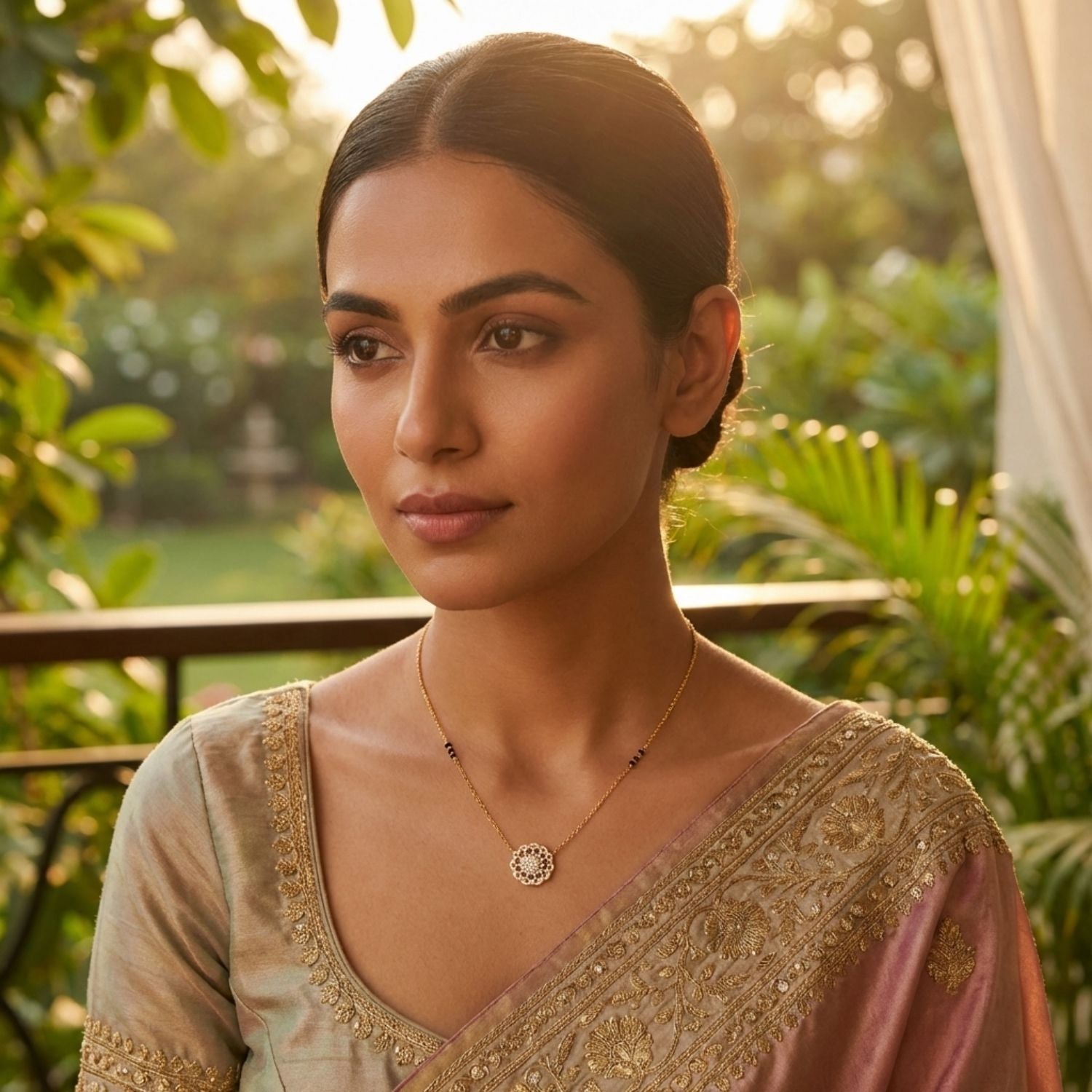 Floral Cluster Mangalsutra – Sterling Silver Gold Plated