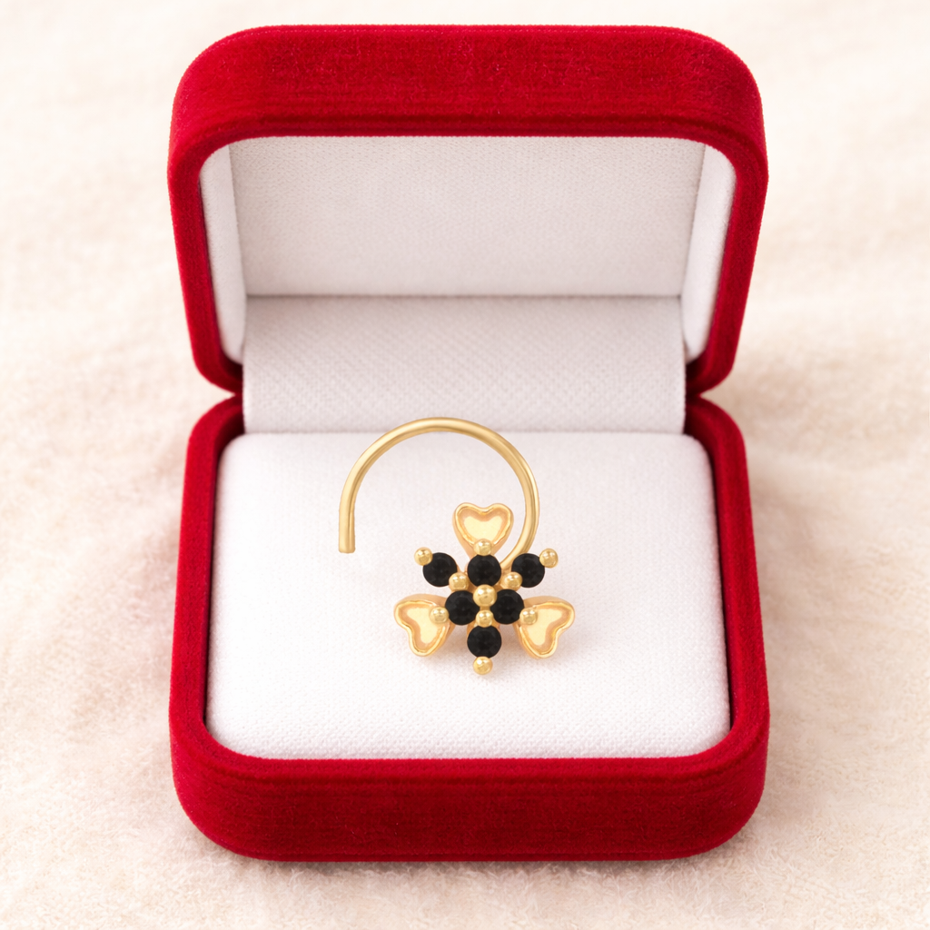 925 Sterling Silver Multi Stone Nose Pin – Gold Plated 925 Silver