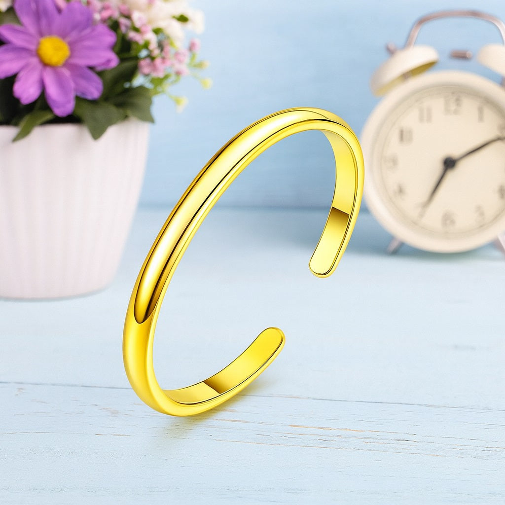 Adjustable Yellow Gold-Plated Plain Toe Ring - Sterling Silver