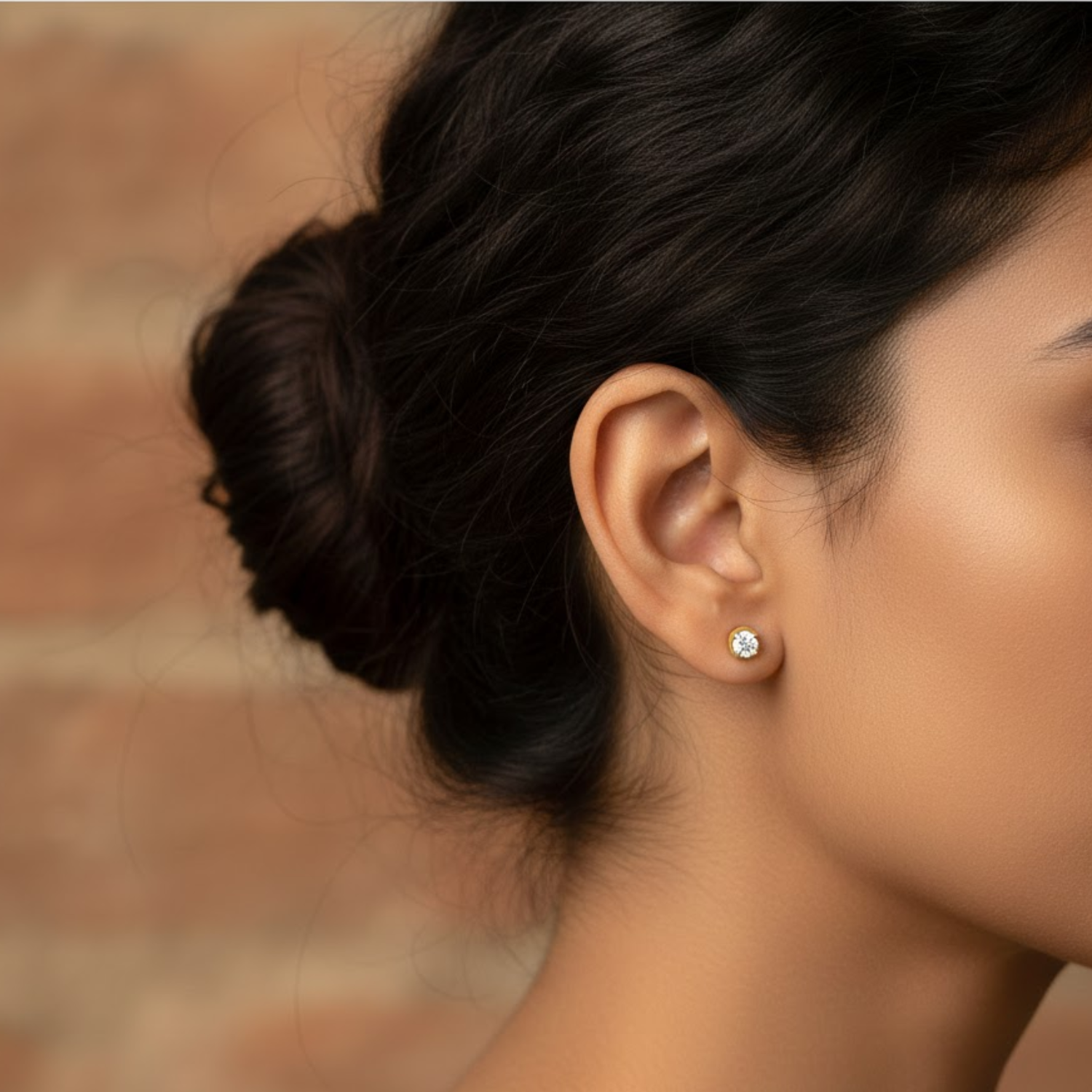 Classic Diamond Screw-Back Stud Earrings – Sterling Silver Gold Plated