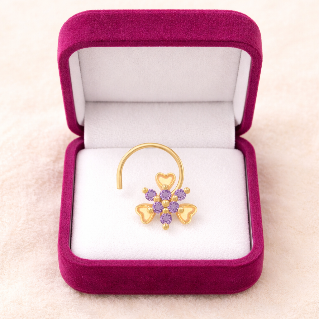 925 Sterling Silver Multi Stone Nose Pin – Gold Plated 925 Silver