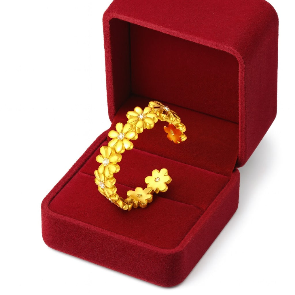 Adjustable Floral Toe Ring - Sterling Silver