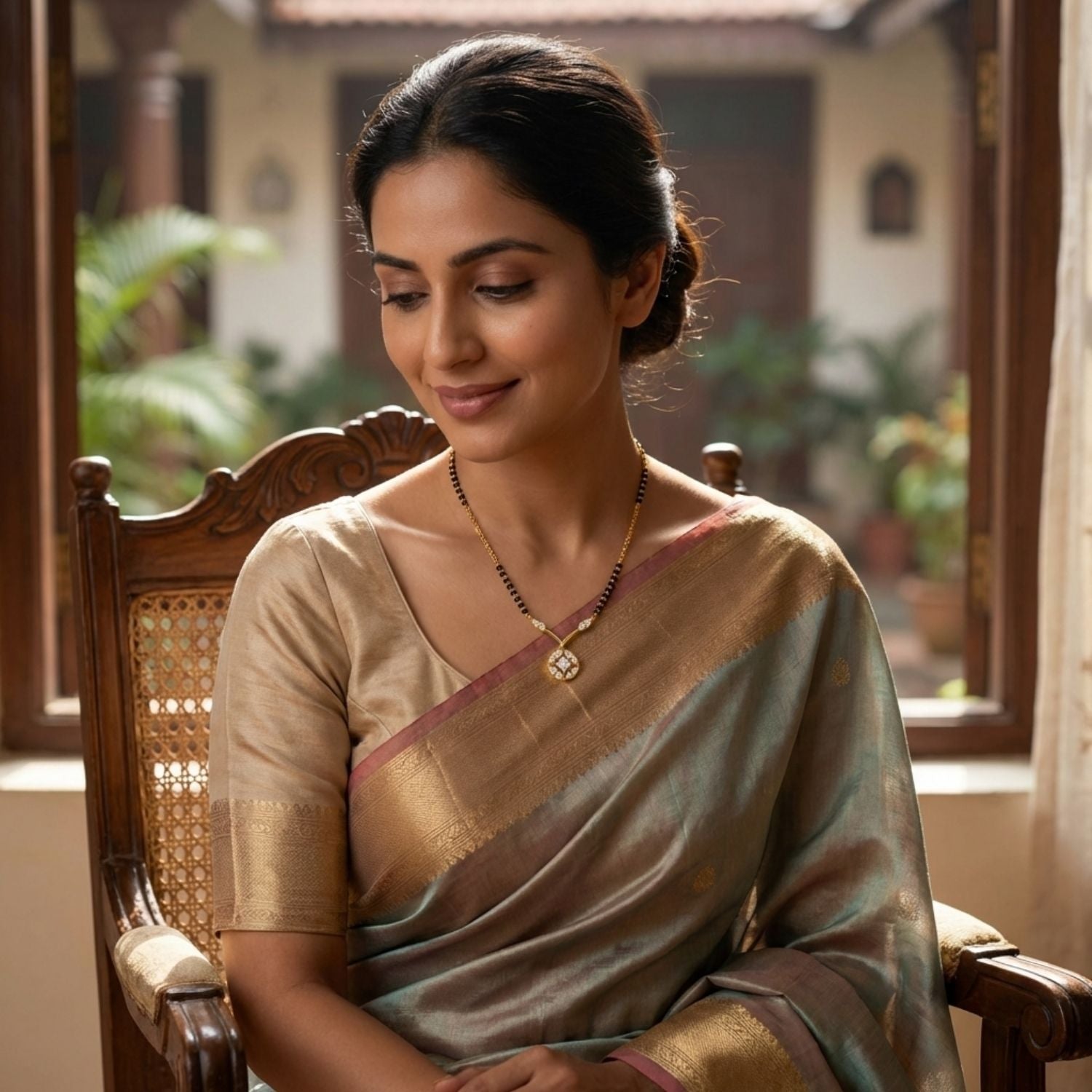 Floral Mangalsutra – Sterling Silver Gold Plated