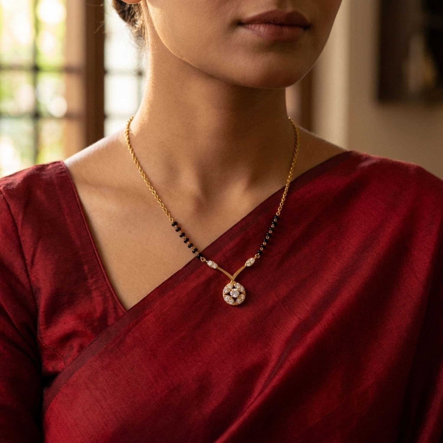 Floral Mangalsutra – Sterling Silver Gold Plated