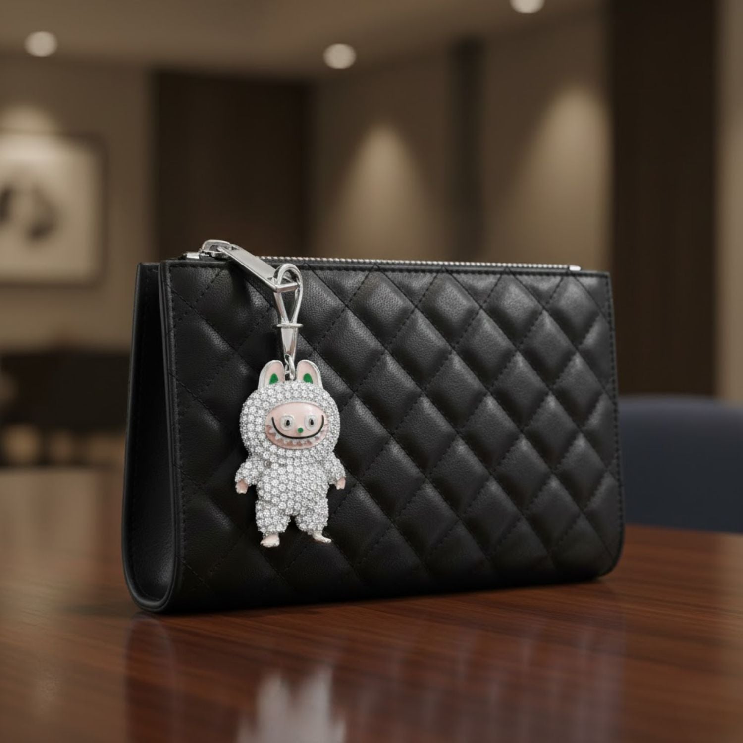 White CZ Labubu Doll Charms - Sterling Silver