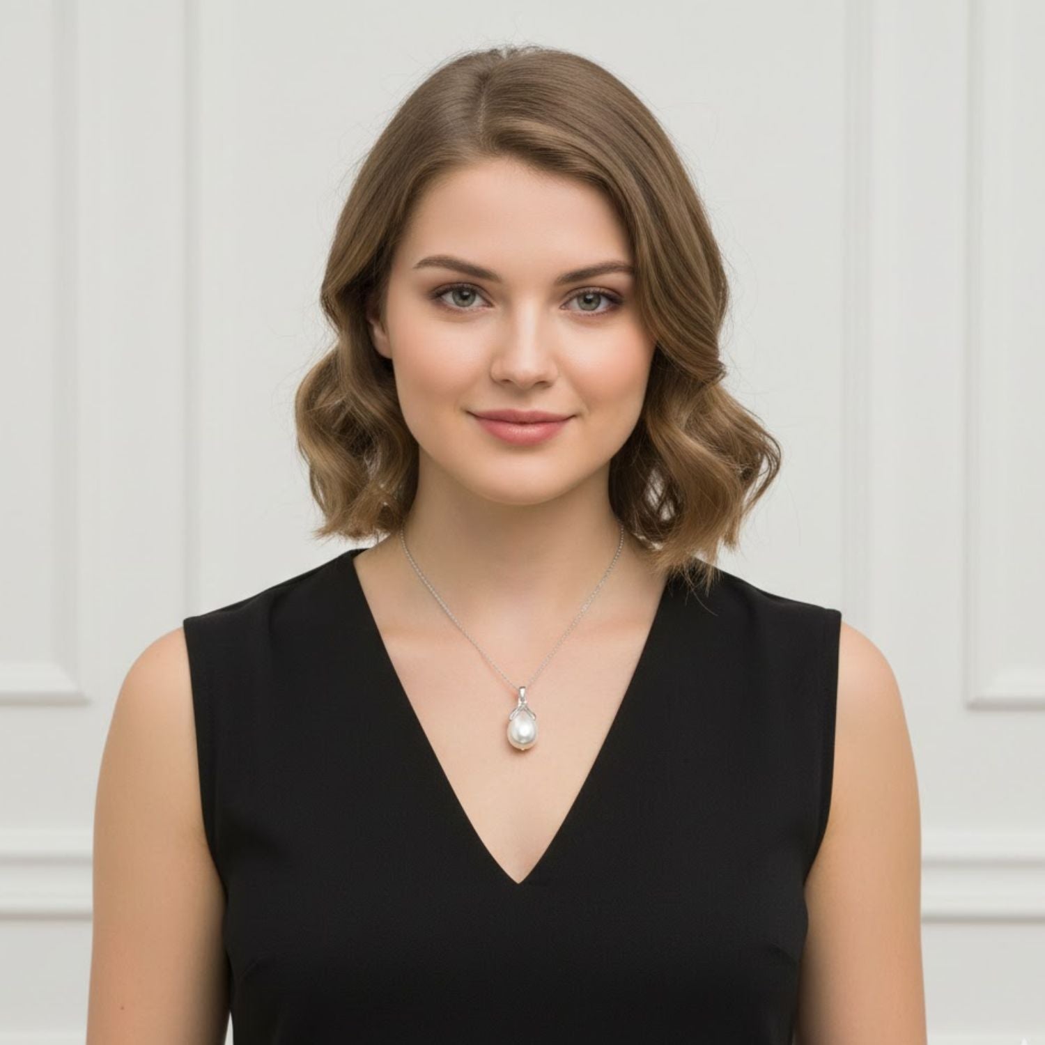 Pearl Tulip Drop Necklace – Sterling Silver