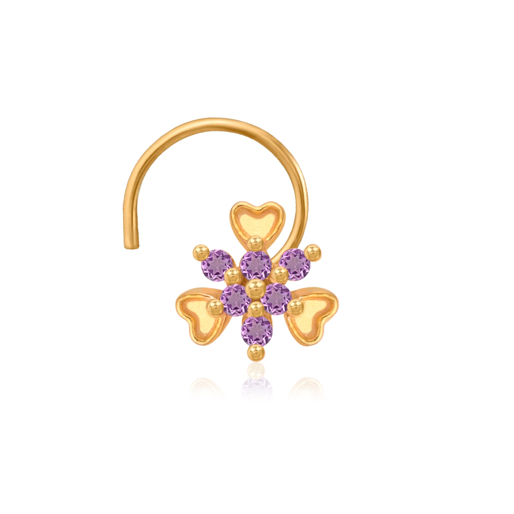 925 Sterling Silver Multi Stone Nose Pin – Gold Plated 925 Silver