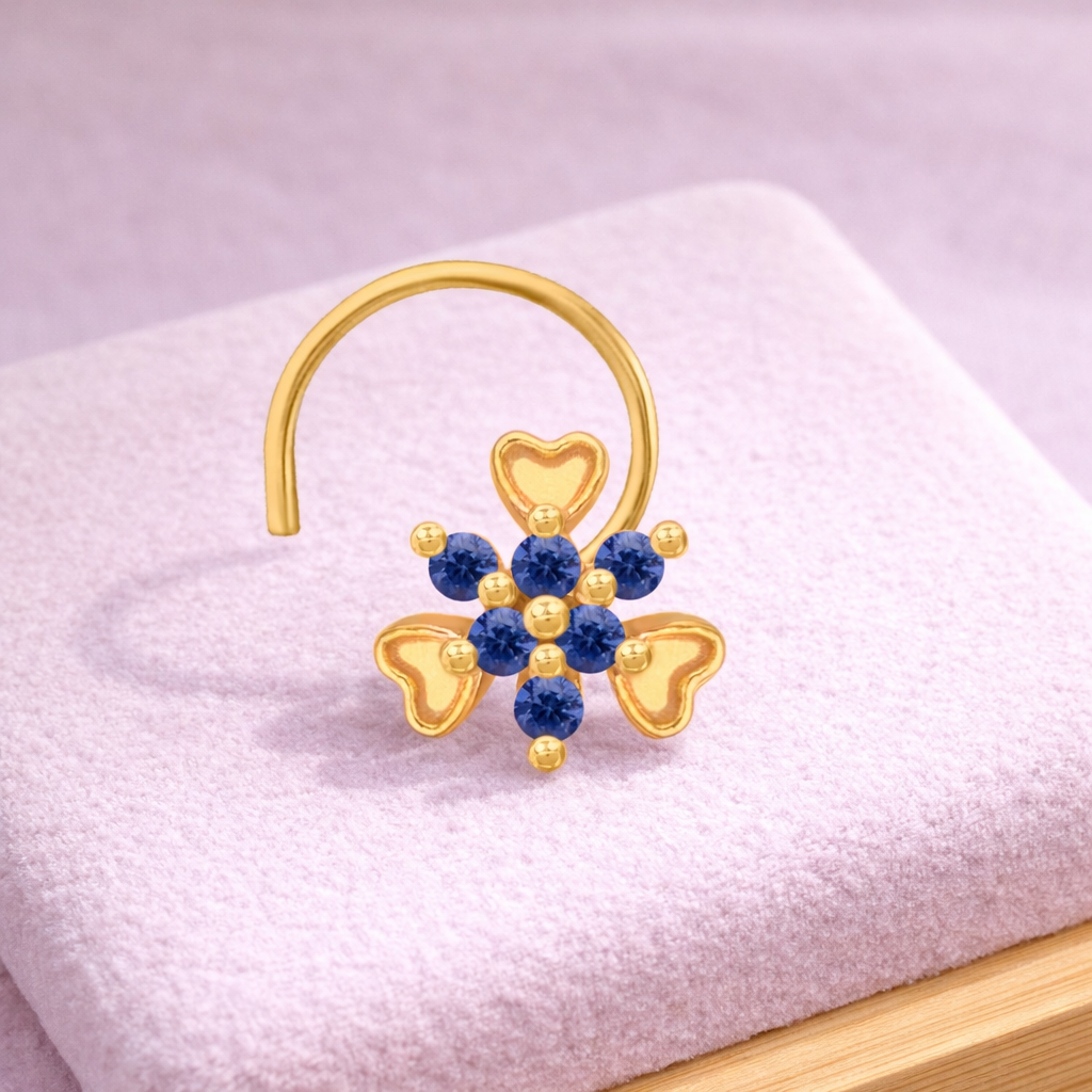 925 Sterling Silver Multi Stone Nose Pin – Gold Plated 925 Silver