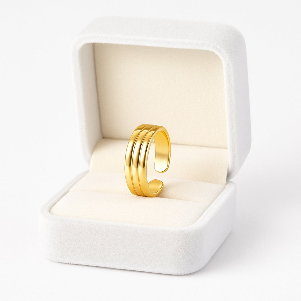 Adjustable Triple Line Toe Ring - Sterling Silver