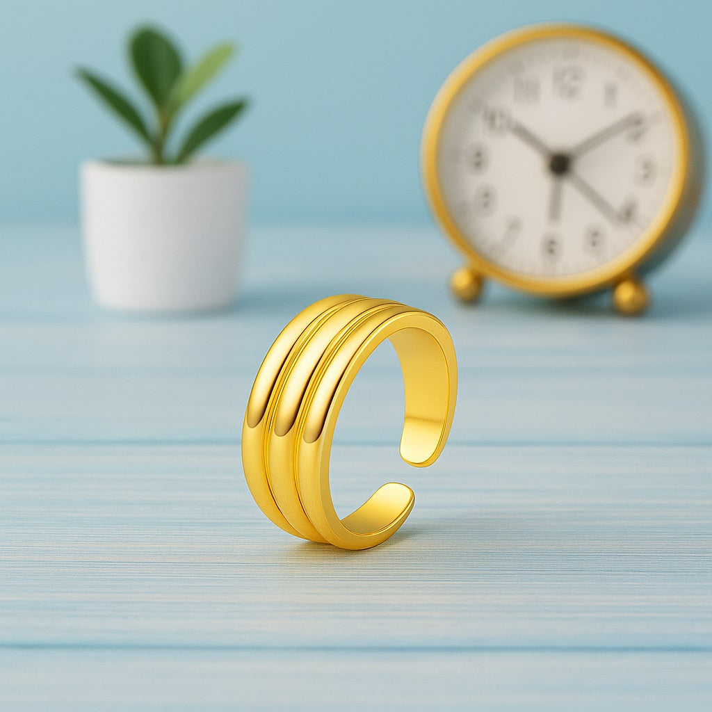 Adjustable Triple Line Toe Ring - Sterling Silver