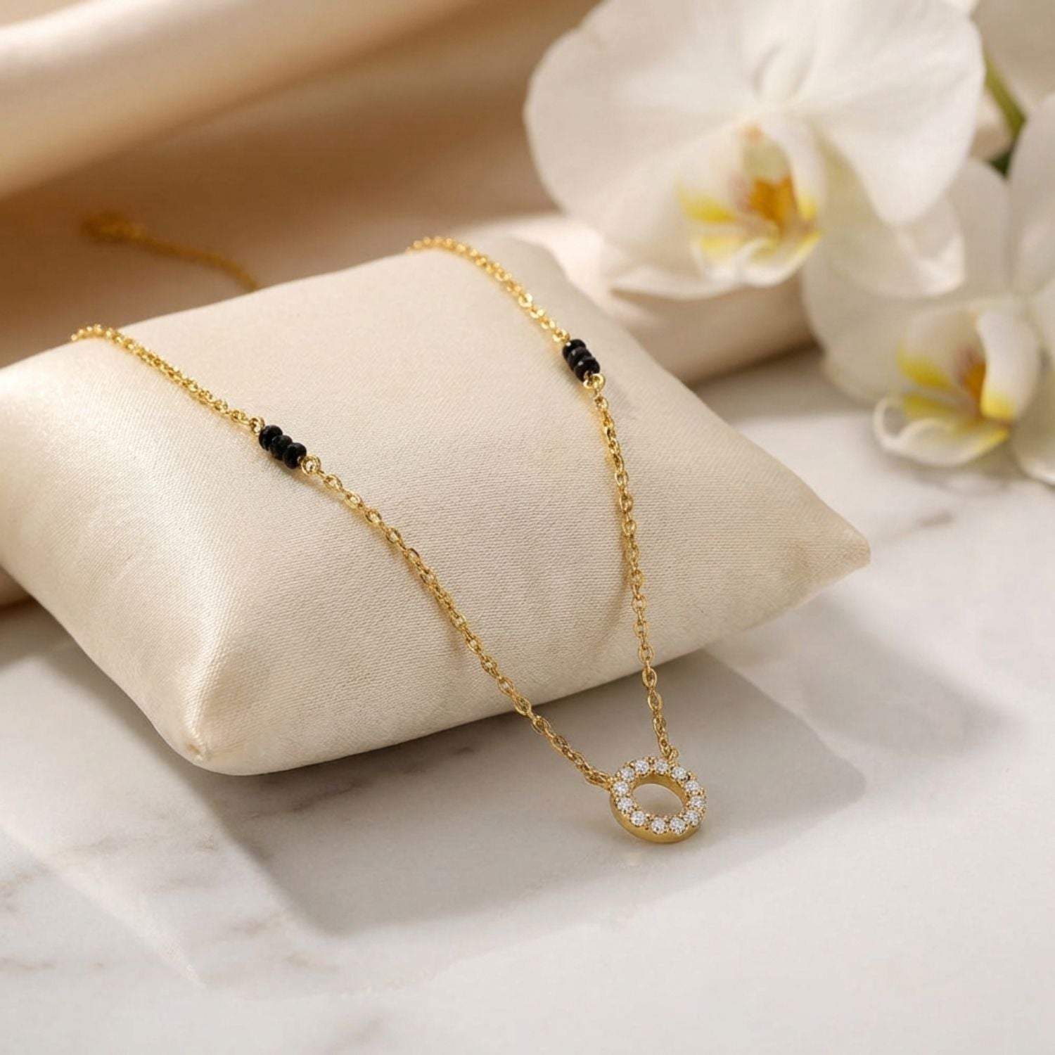 Circle Mangalsutra – Sterling Silver Gold-Plated