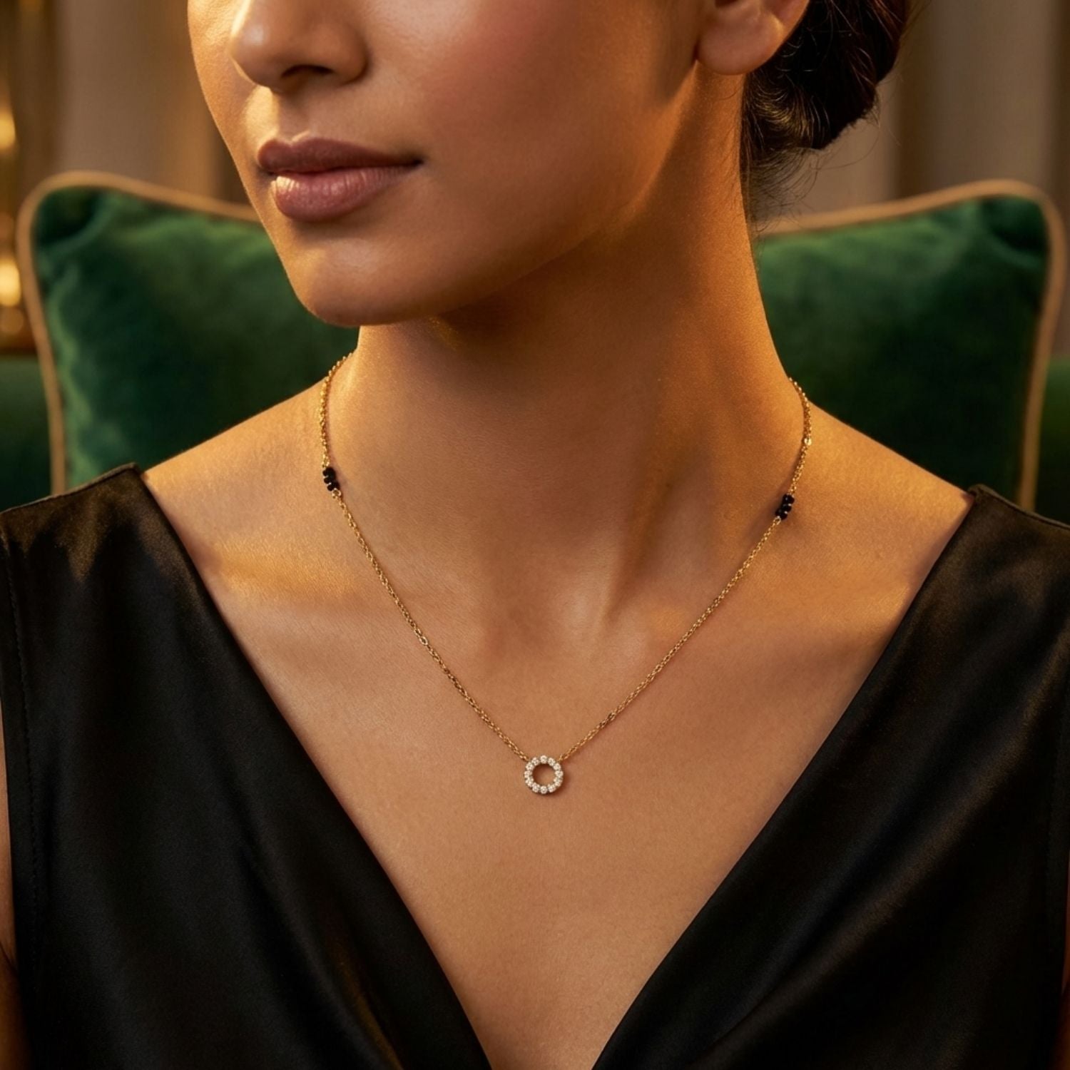 Circle Mangalsutra – Sterling Silver Gold-Plated