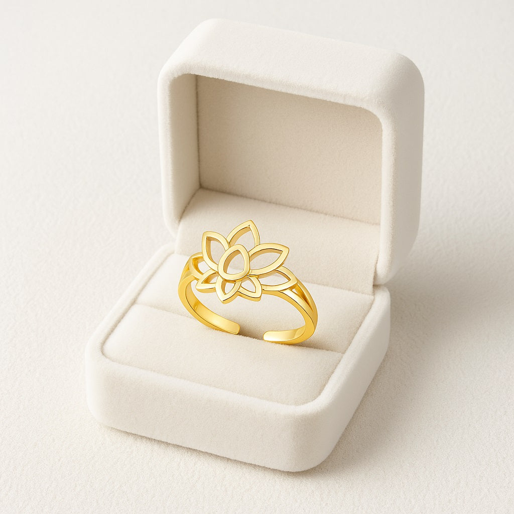 Adjustable Lotus Toe Ring - Sterling Silver