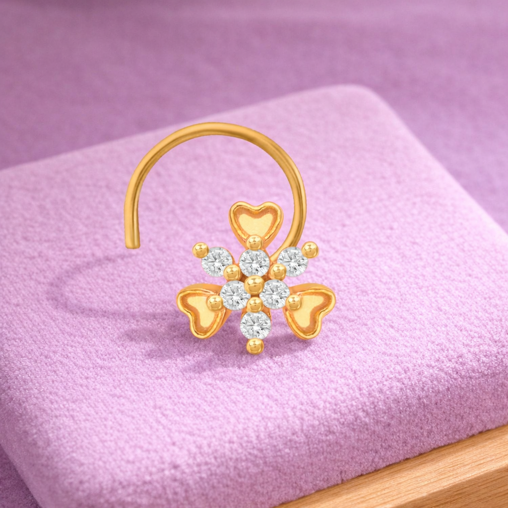 925 Sterling Silver Multi Stone Nose Pin – Gold Plated 925 Silver