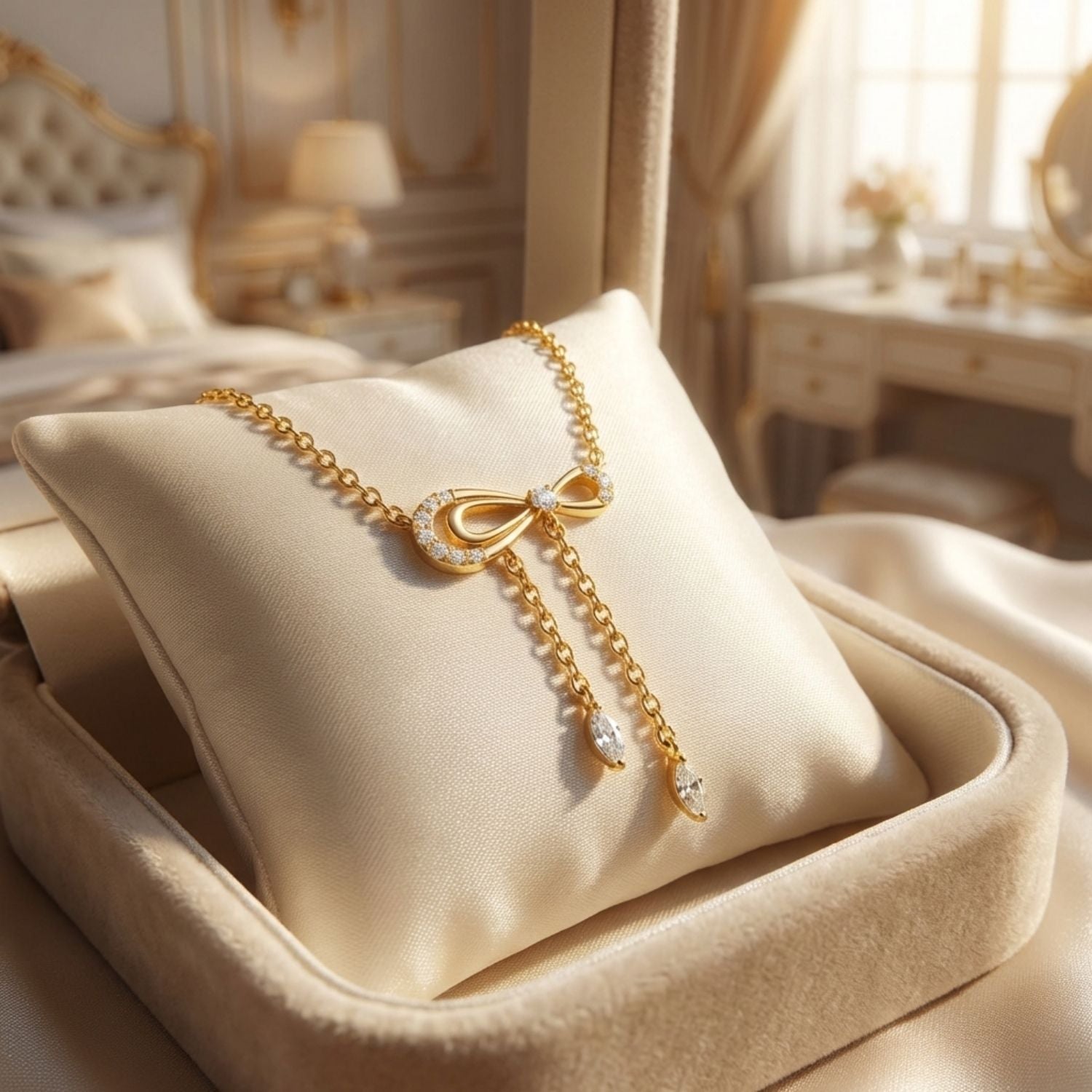 Bow Knot Drops Mangalsutra – Sterling Silver Gold Plated