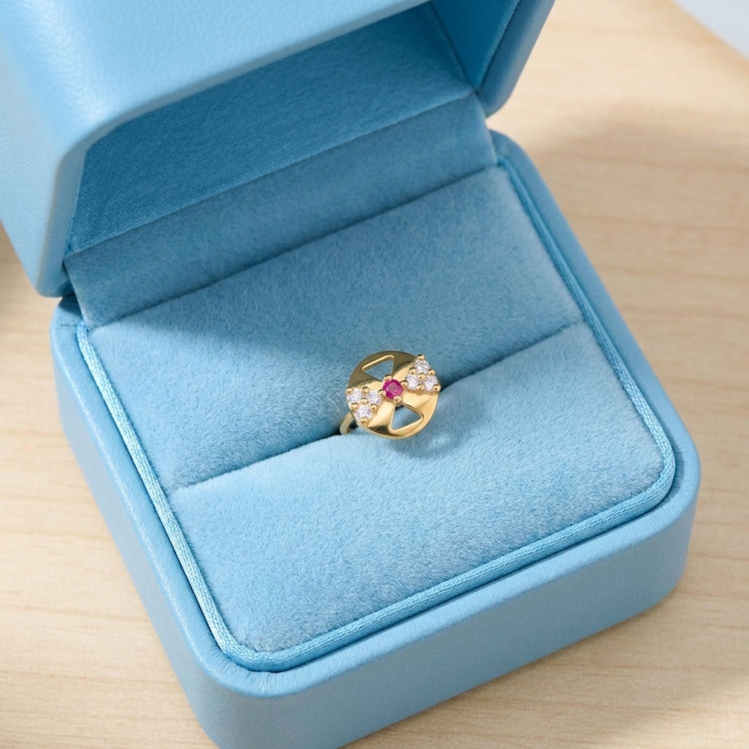 Multi Stone Minimalist Nose Pin – 925 Sterling Silver Yellow Plated