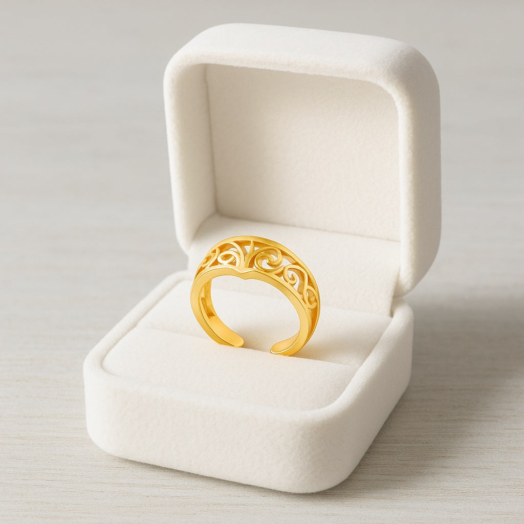 Adjustable Filigree Toe Ring - Sterling Silver