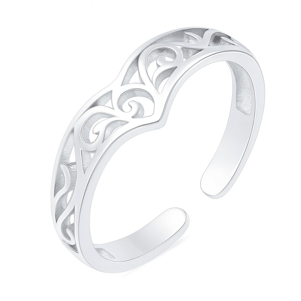 Adjustable Filigree Toe Ring - Sterling Silver