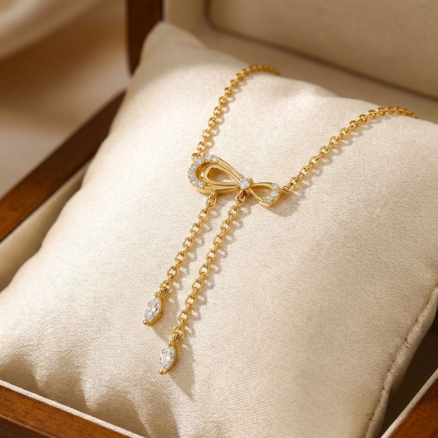 Bow Knot Drops Mangalsutra – Sterling Silver Gold Plated