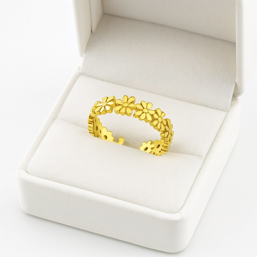 Adjustable Daisy Toe Ring - Sterling Silver