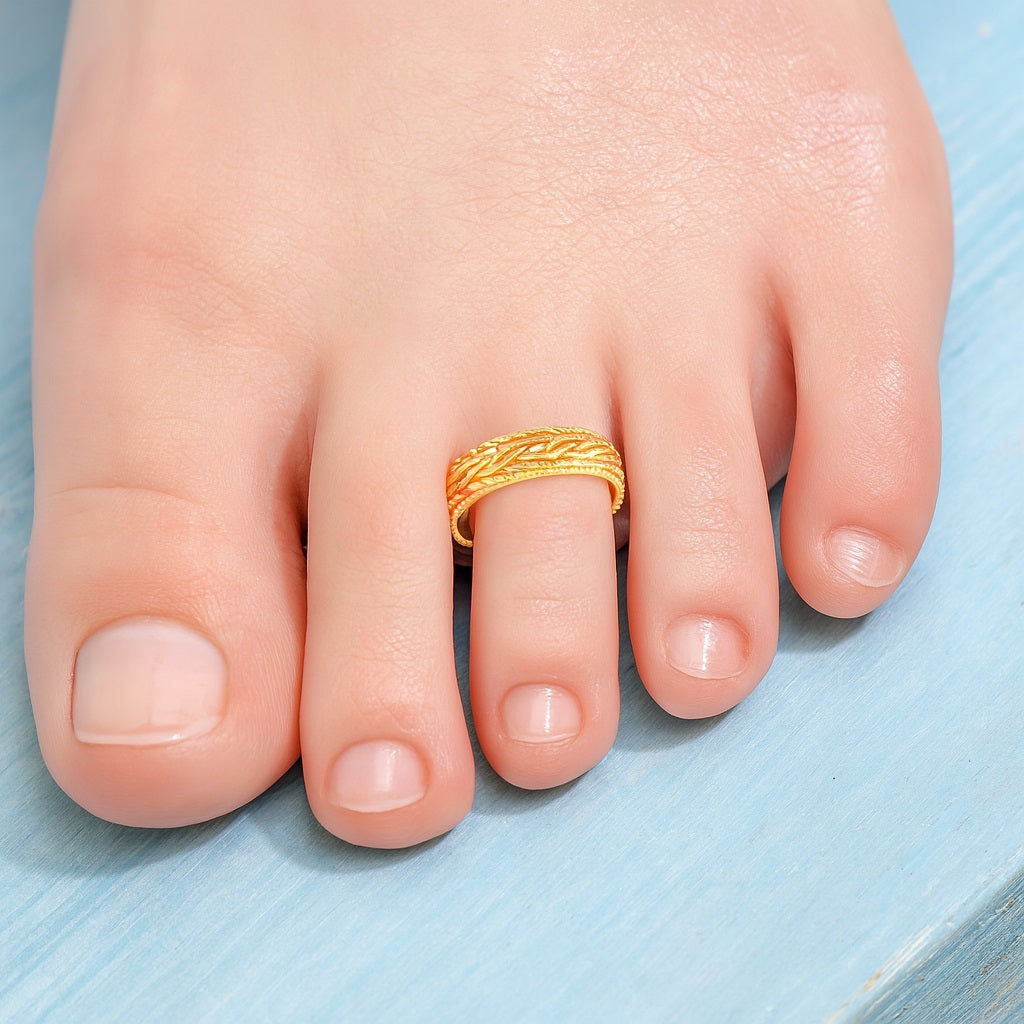 Adjustable Braided Toe Ring - Sterling Silver