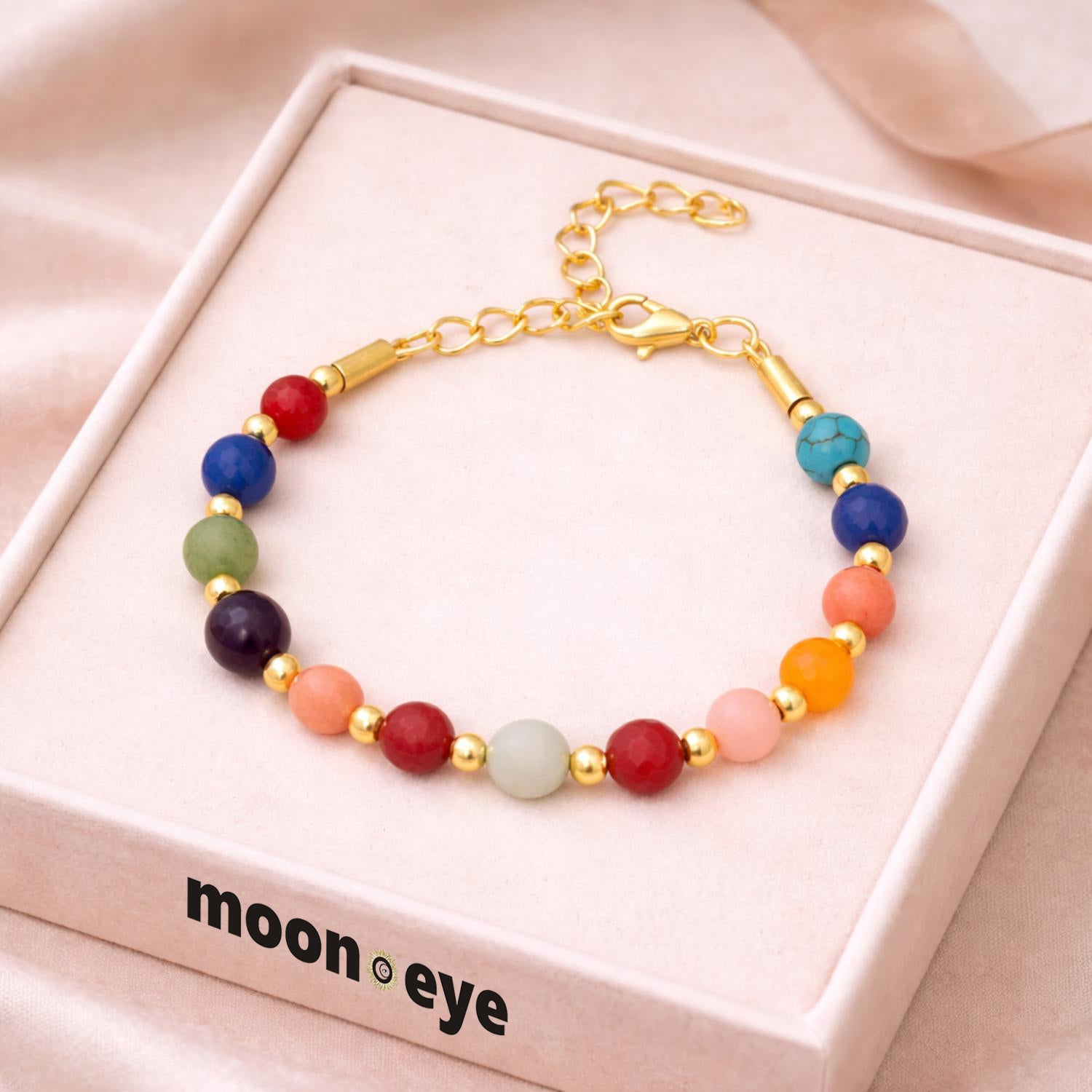 Multi Color Stone Bracelet - 925 Silver Gold Plated