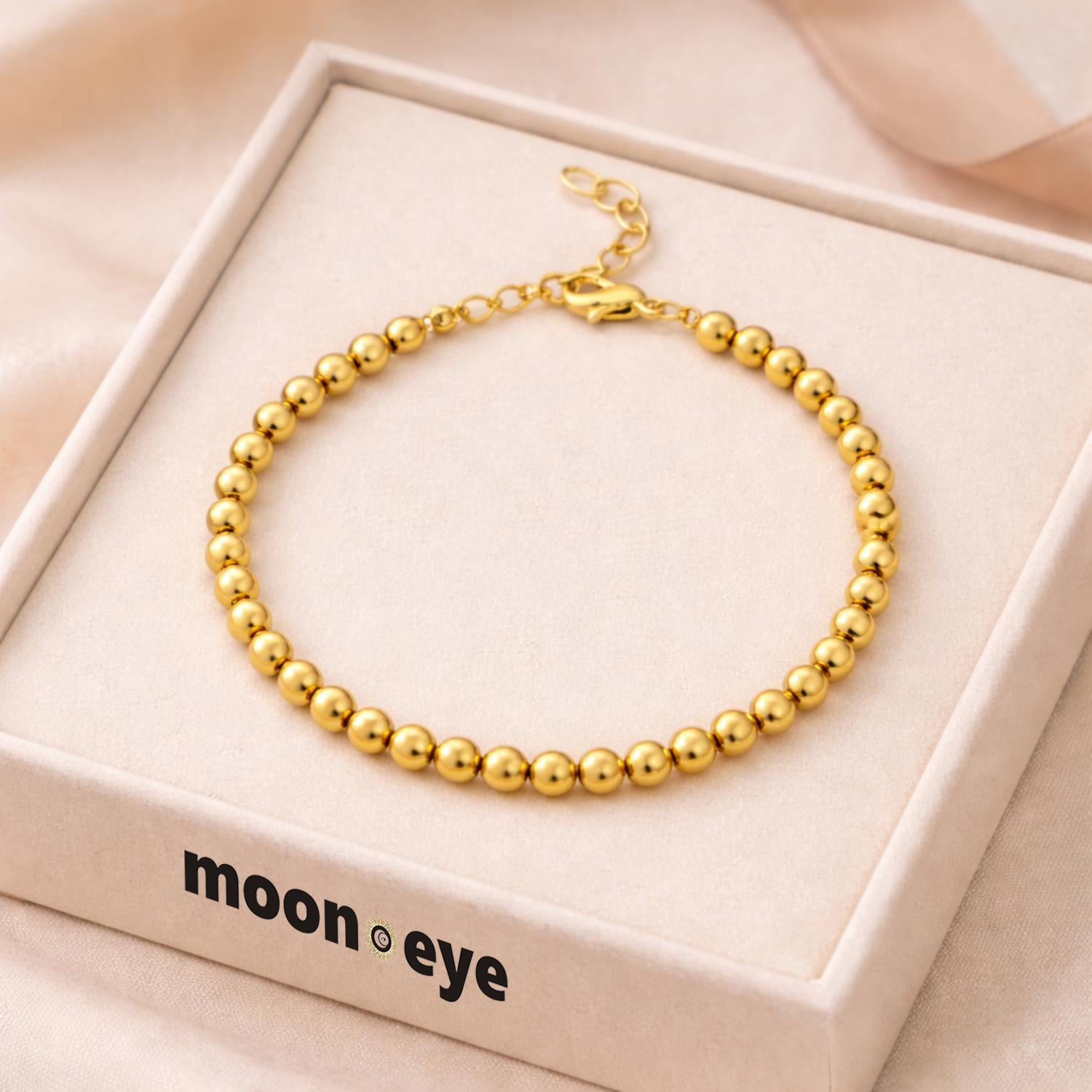Ball Bead Bracelet - 925 Silver Gold Plated