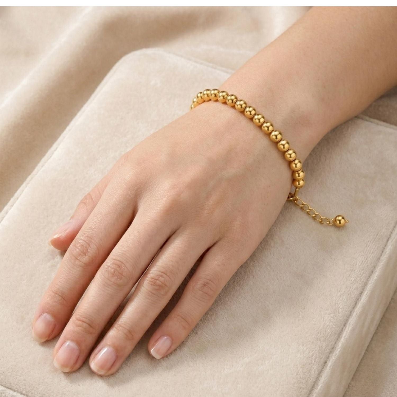 Ball Bead Bracelet - 925 Silver Gold Plated