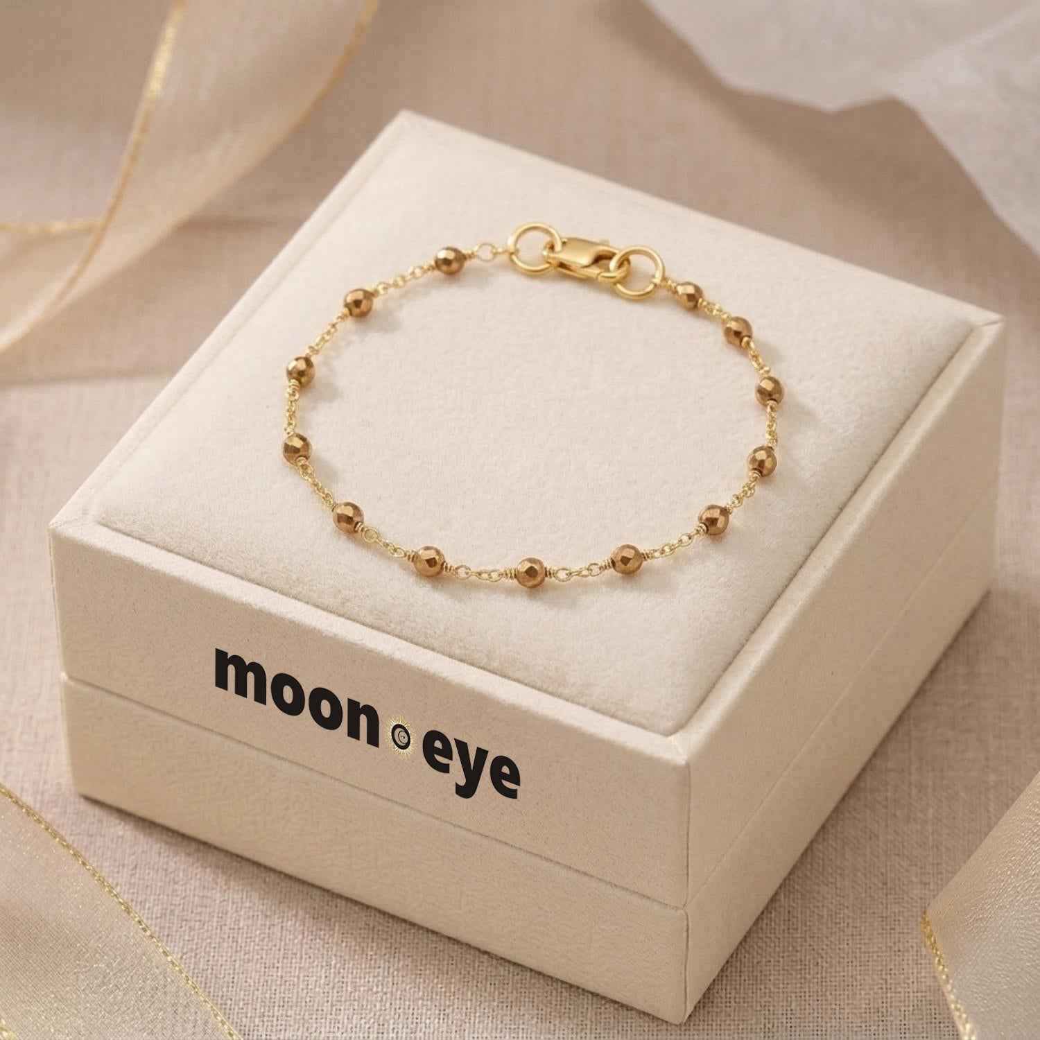 Faceted Bead Bracelet - 925 Silver Gold Plated