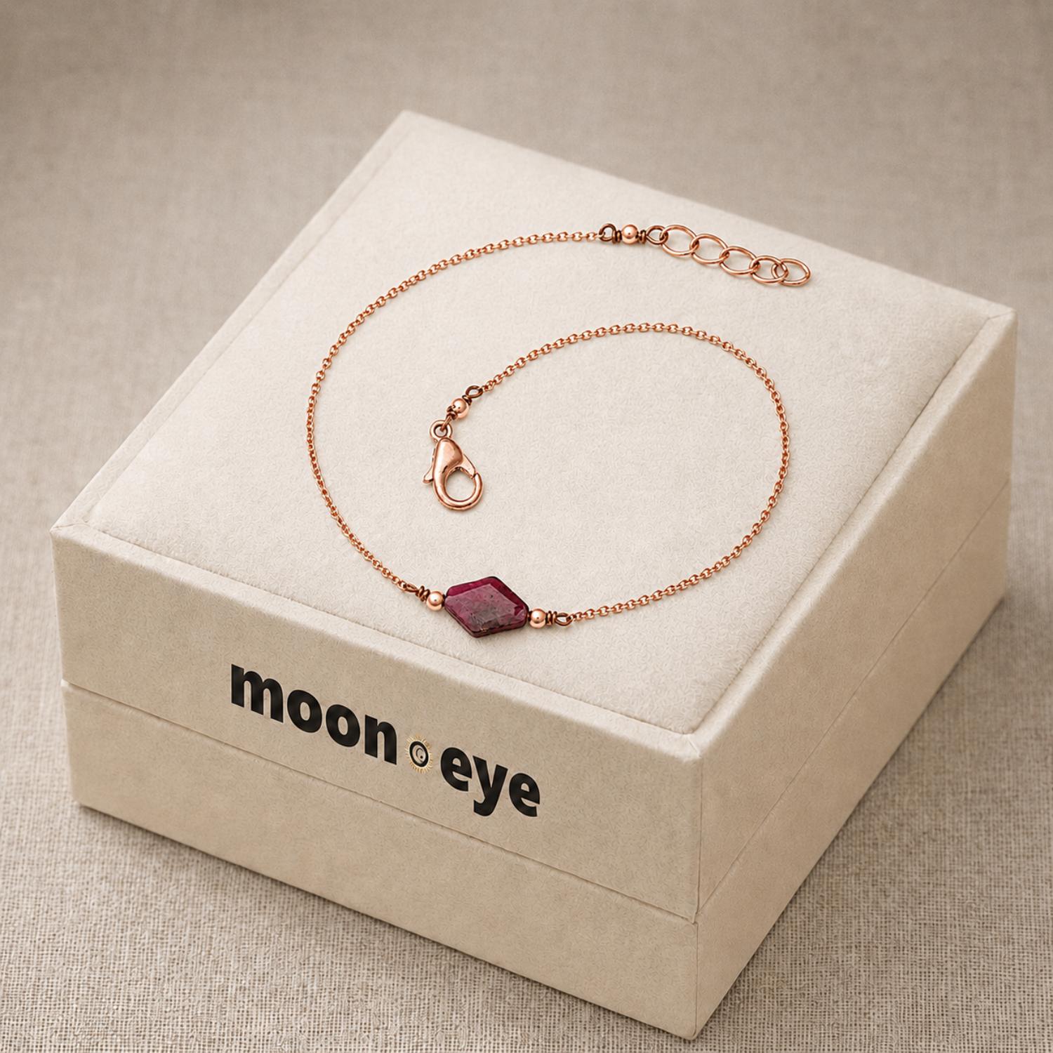 Rose Gold Plated Rhodolite Garnet Bracelet - 925 Sterling Silver