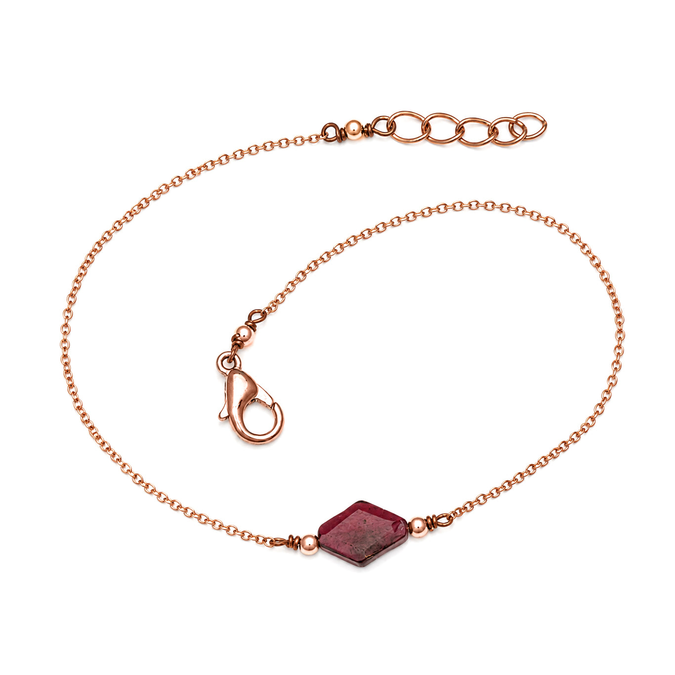 Rose Gold Plated Rhodolite Garnet Bracelet - 925 Sterling Silver