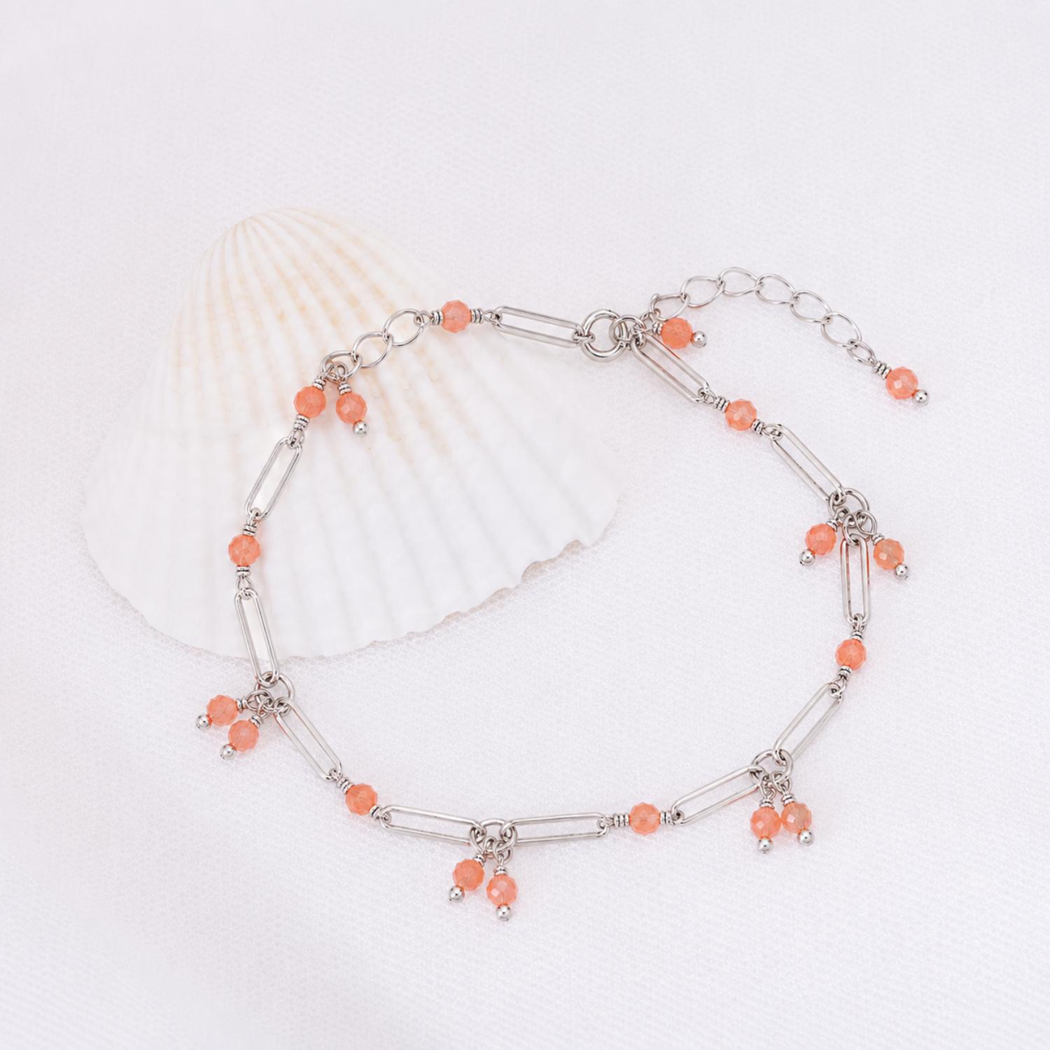 Crystal Charm Adjustable Bracelet - 925 Sterling Silver