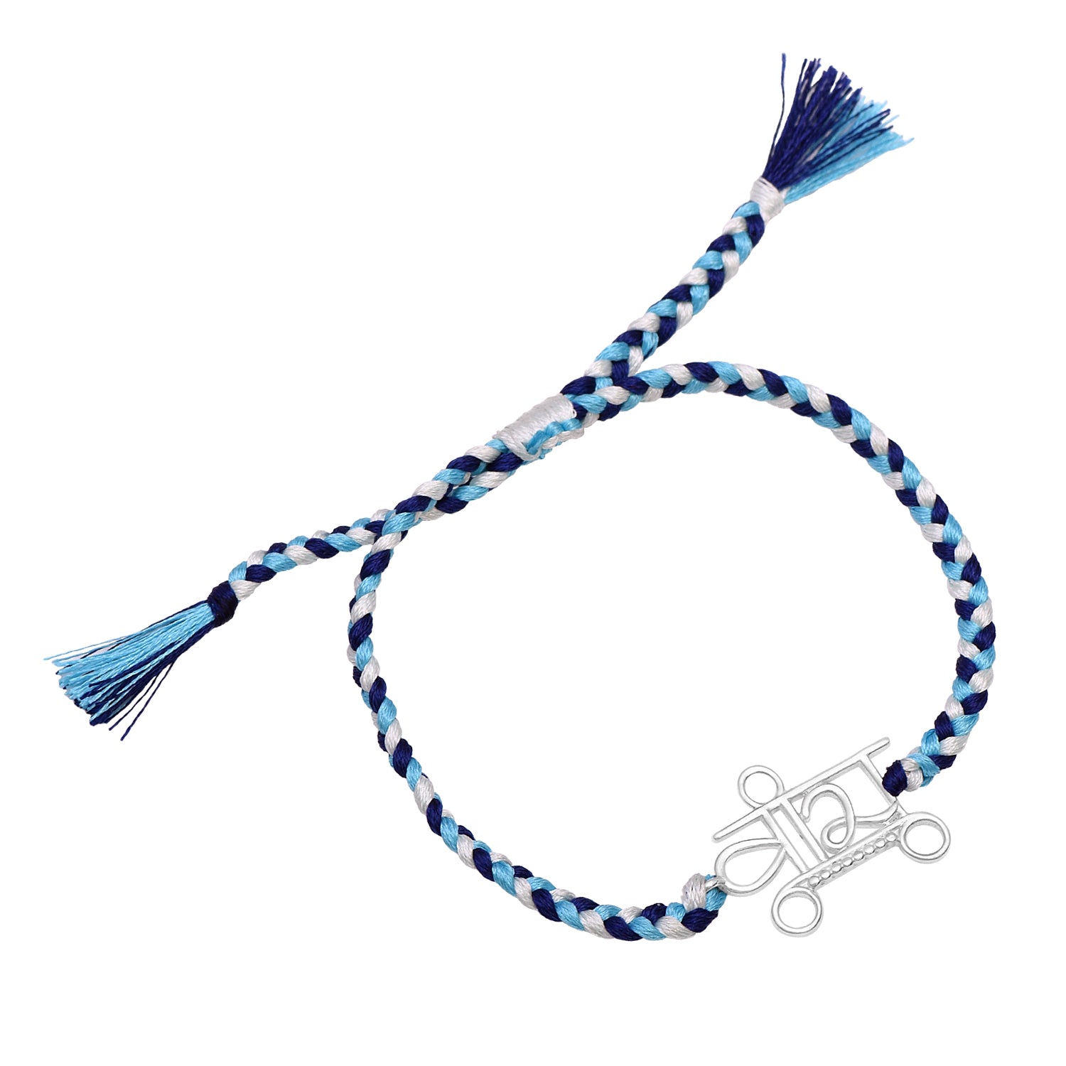 Silver-Tone “वीरा” Thread Rakhi Bracelet - Sterling Silver