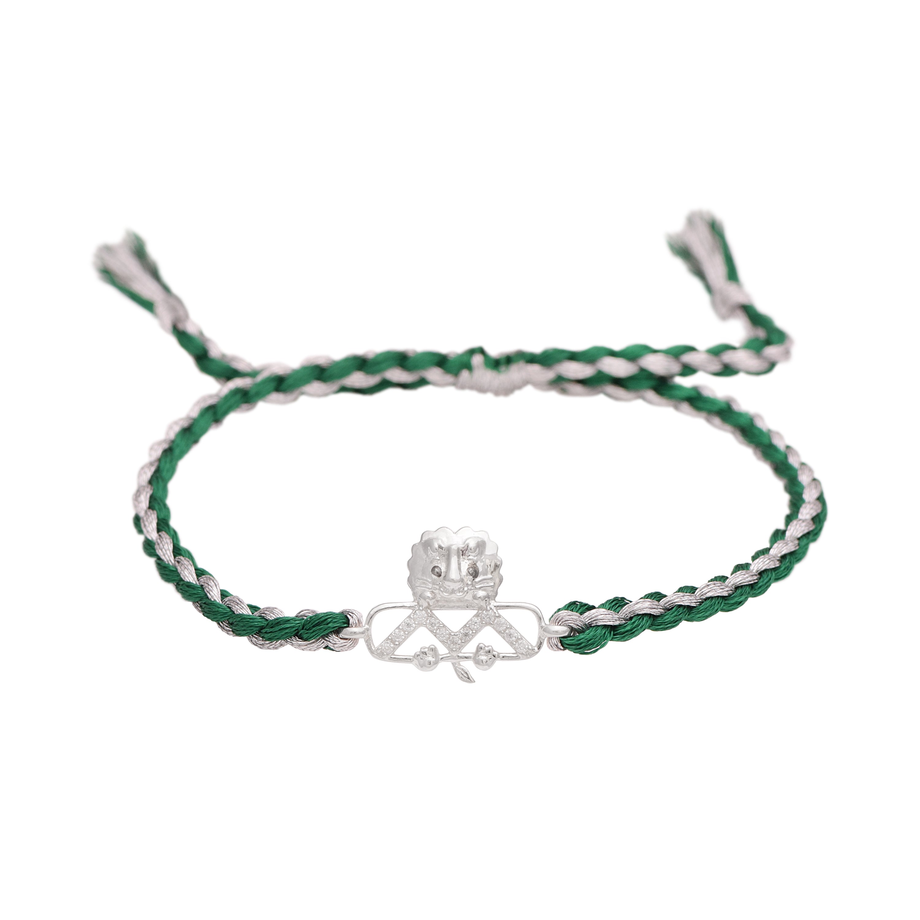 Lion Face Thread Rakhi Bracelet - Sterling Silver