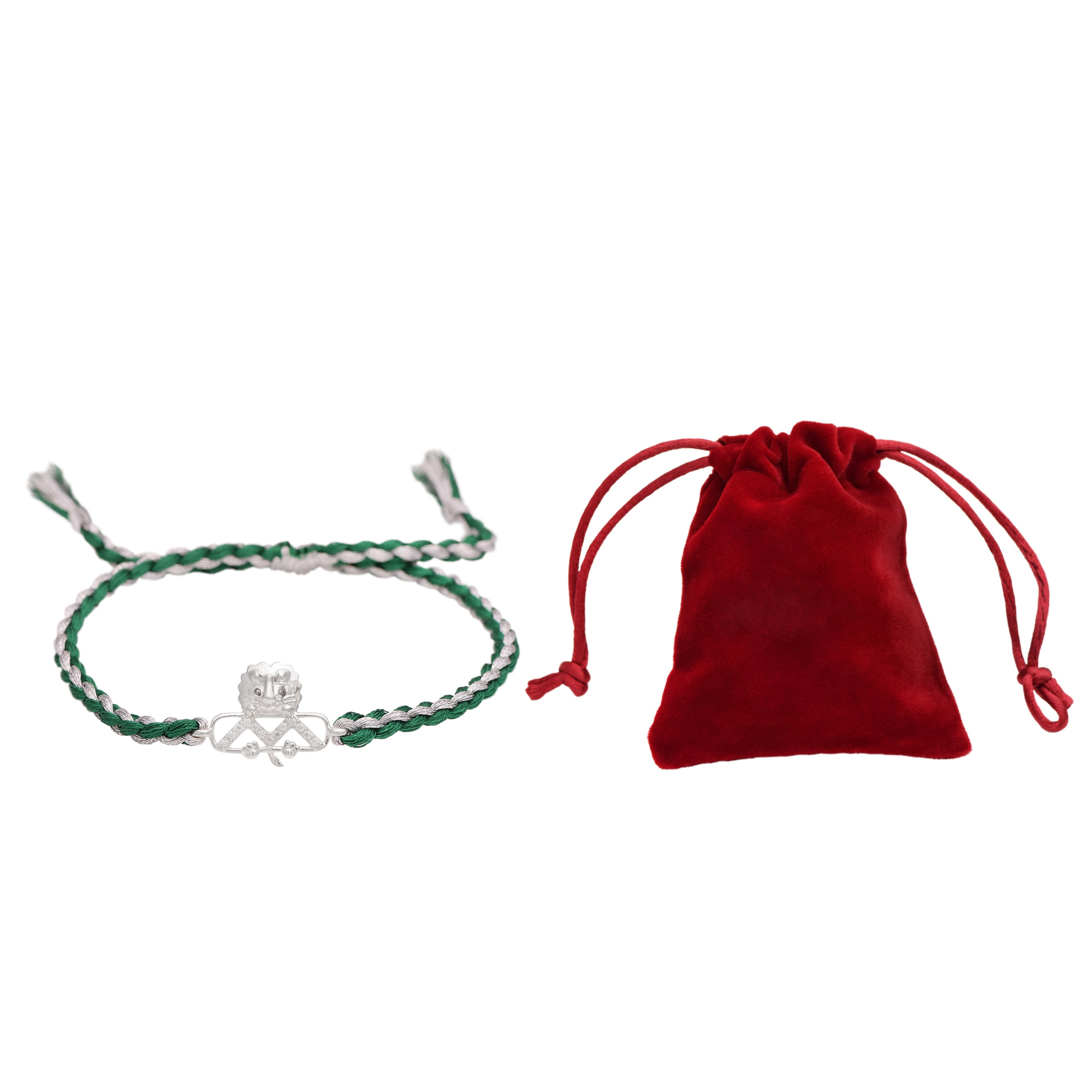 Lion Face Thread Rakhi Bracelet - Sterling Silver