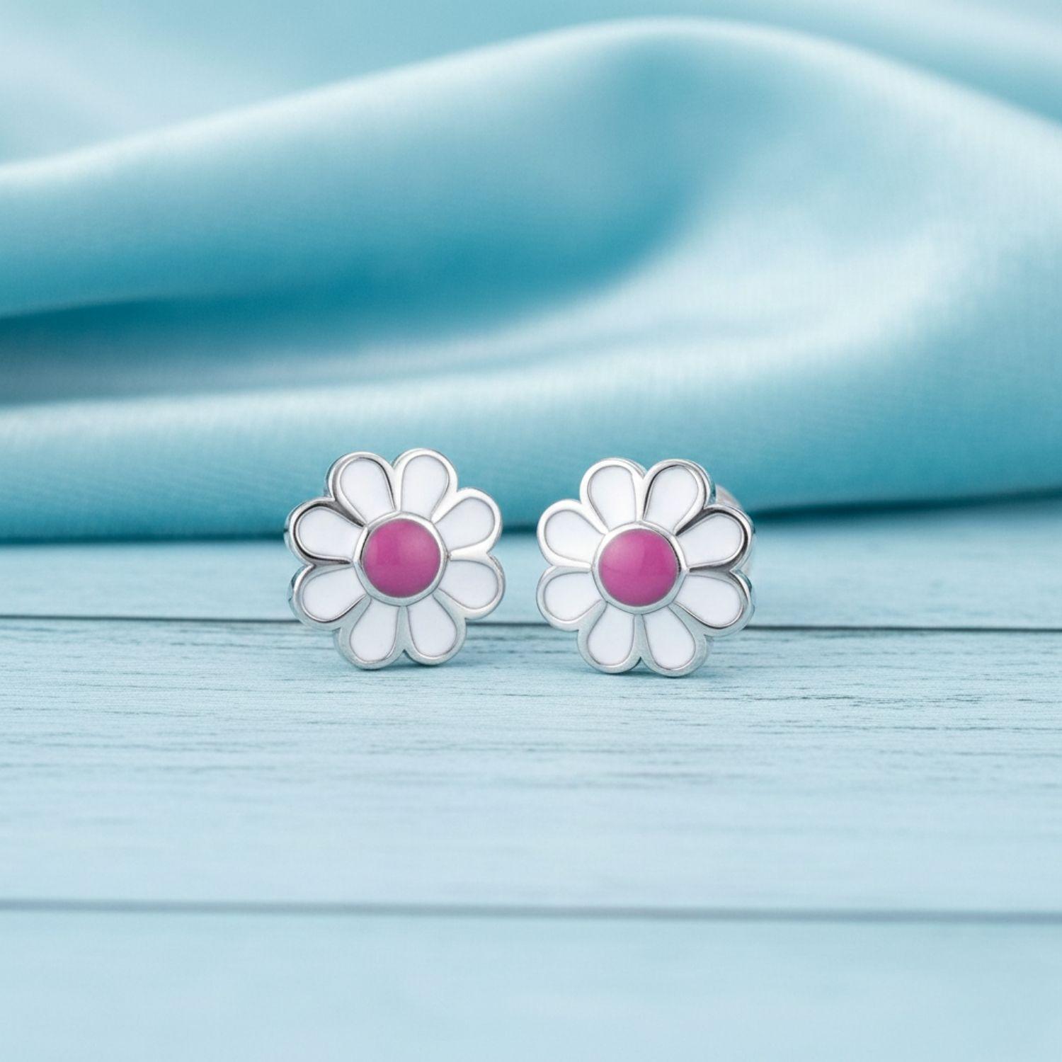 Daisy Flower Kids Earrings- Sterling Silver