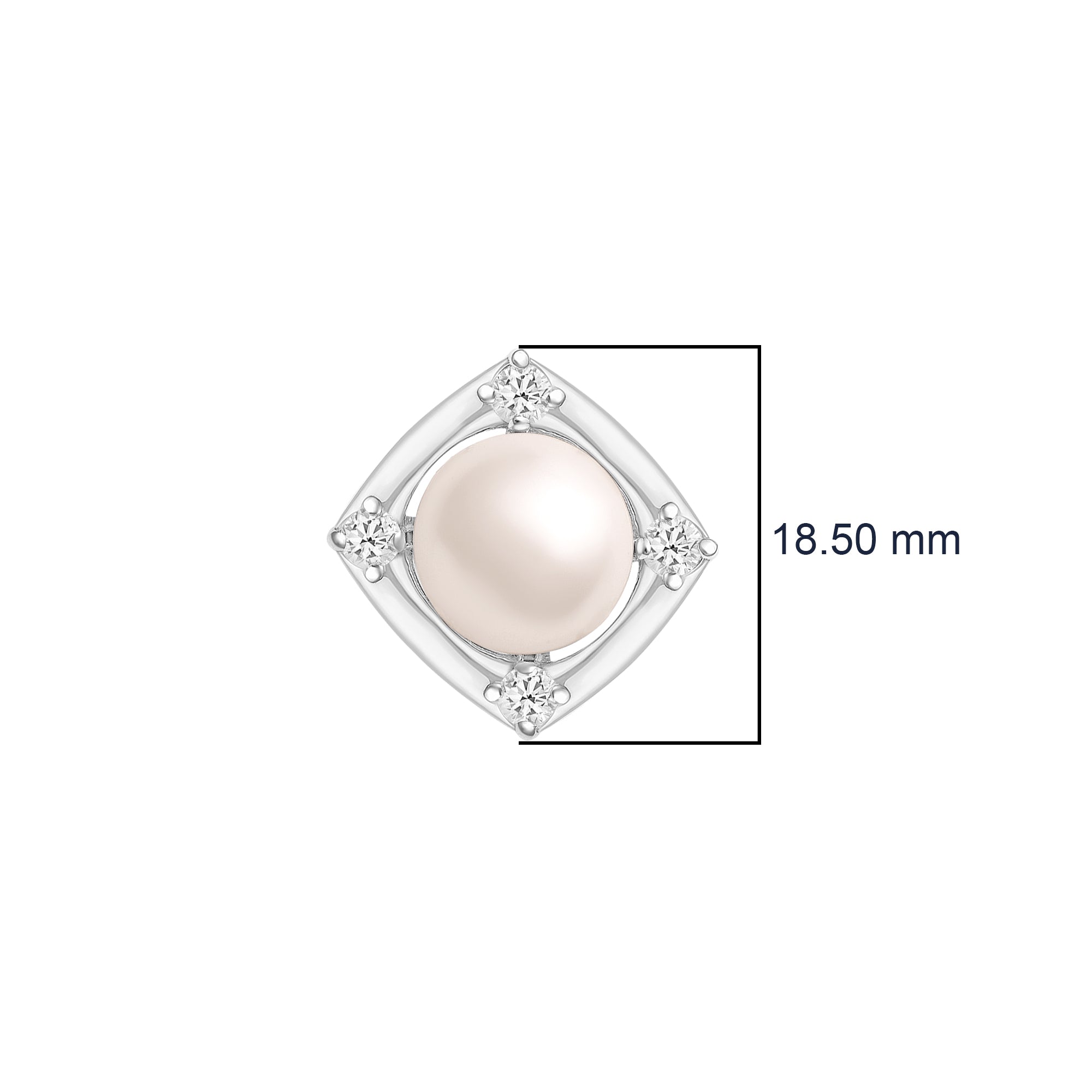 Pearl Square Shape Stud - Sterling Silver