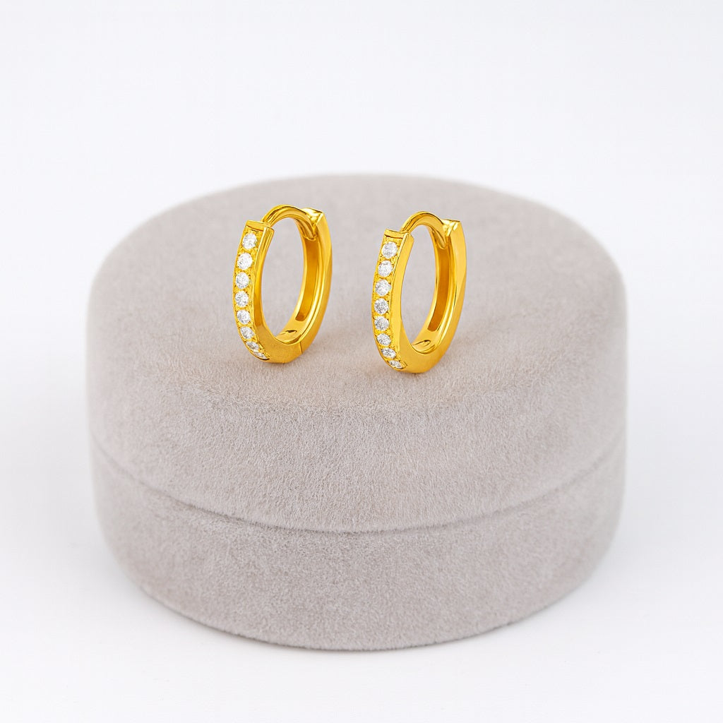 Classic Pavé Hoop Earrings – Sterling Silver Gold Plated