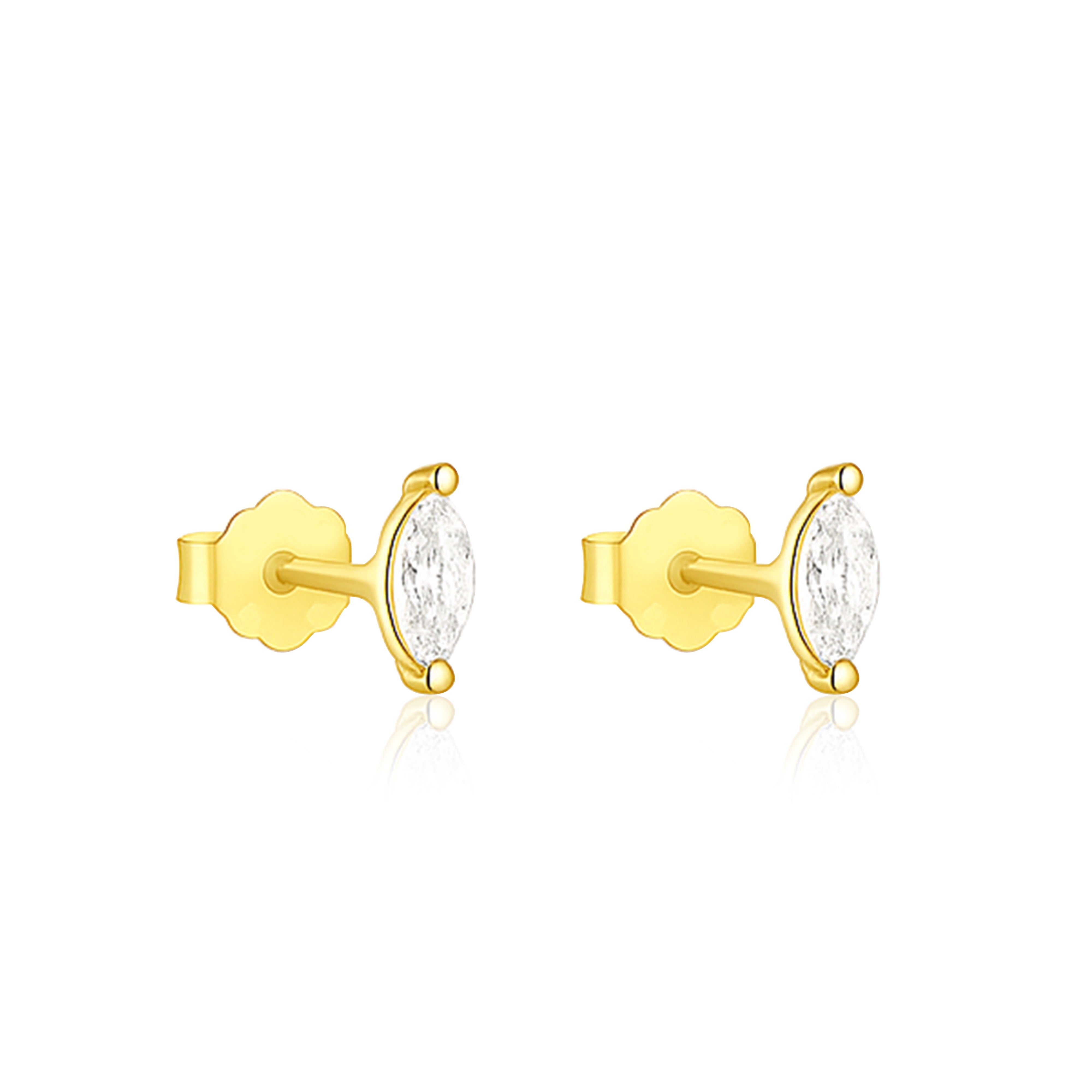 Minimal Solitaire Stud Earrings – Sterling Silver Gold Plated
