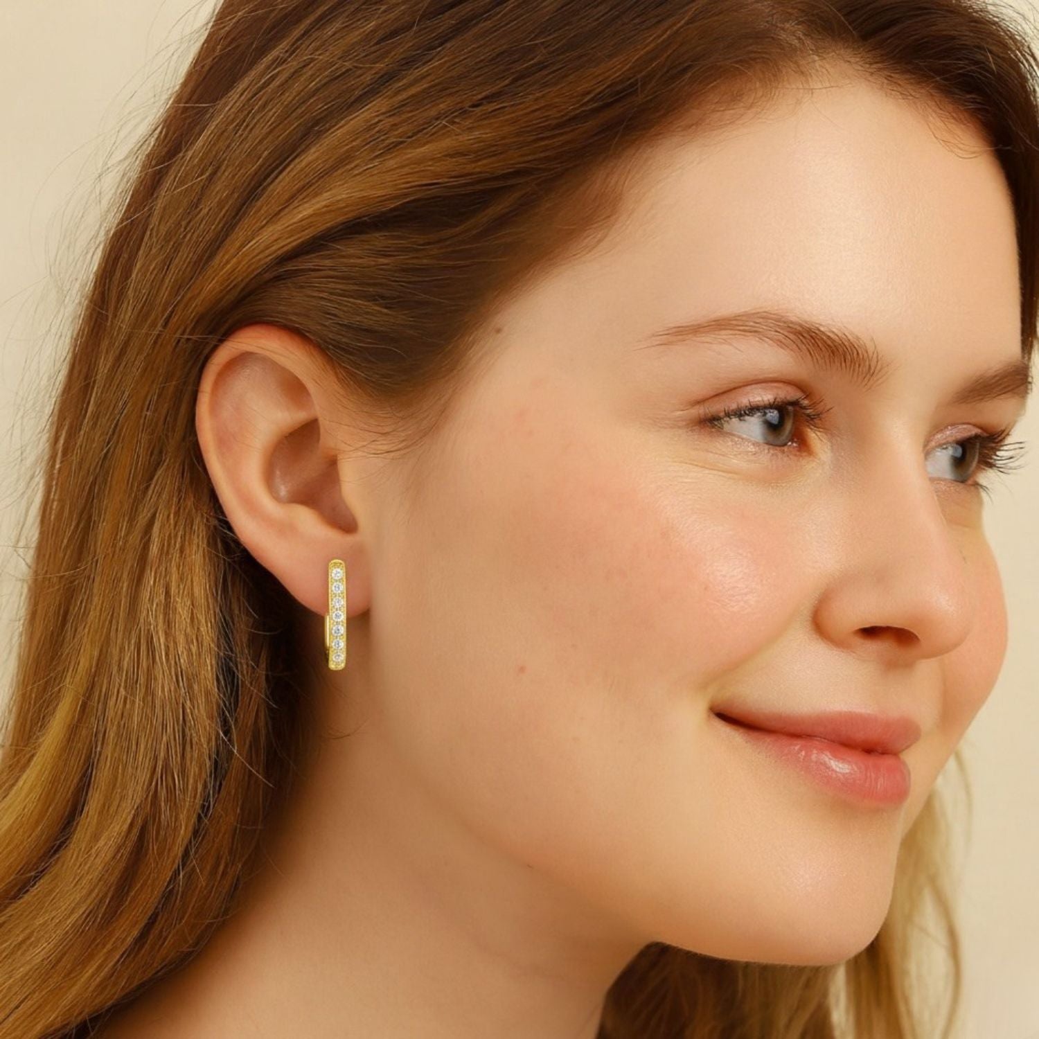 Pavé Minimalist Hoop Earrings – Sterling Silver Gold Plated