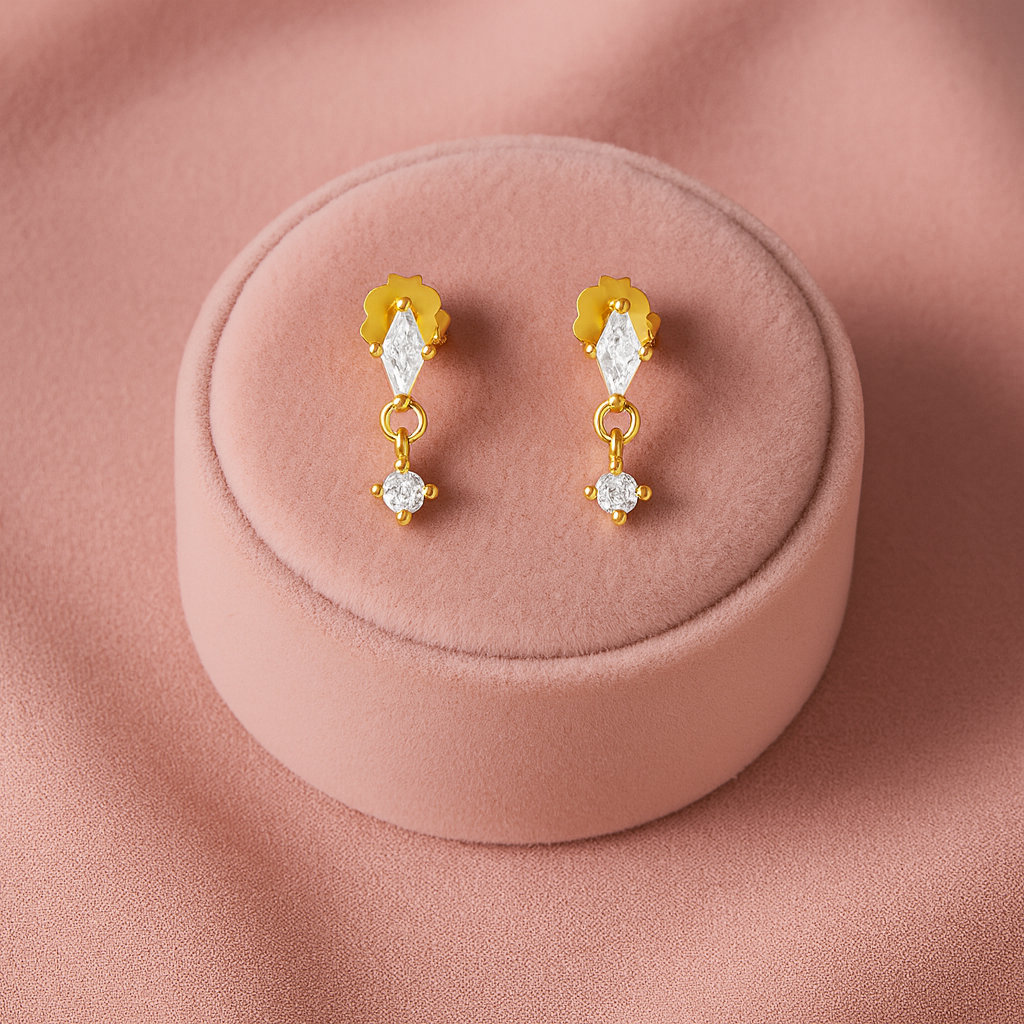 Minimal Drop Dangle Earrings – Sterling Silver Gold Plated