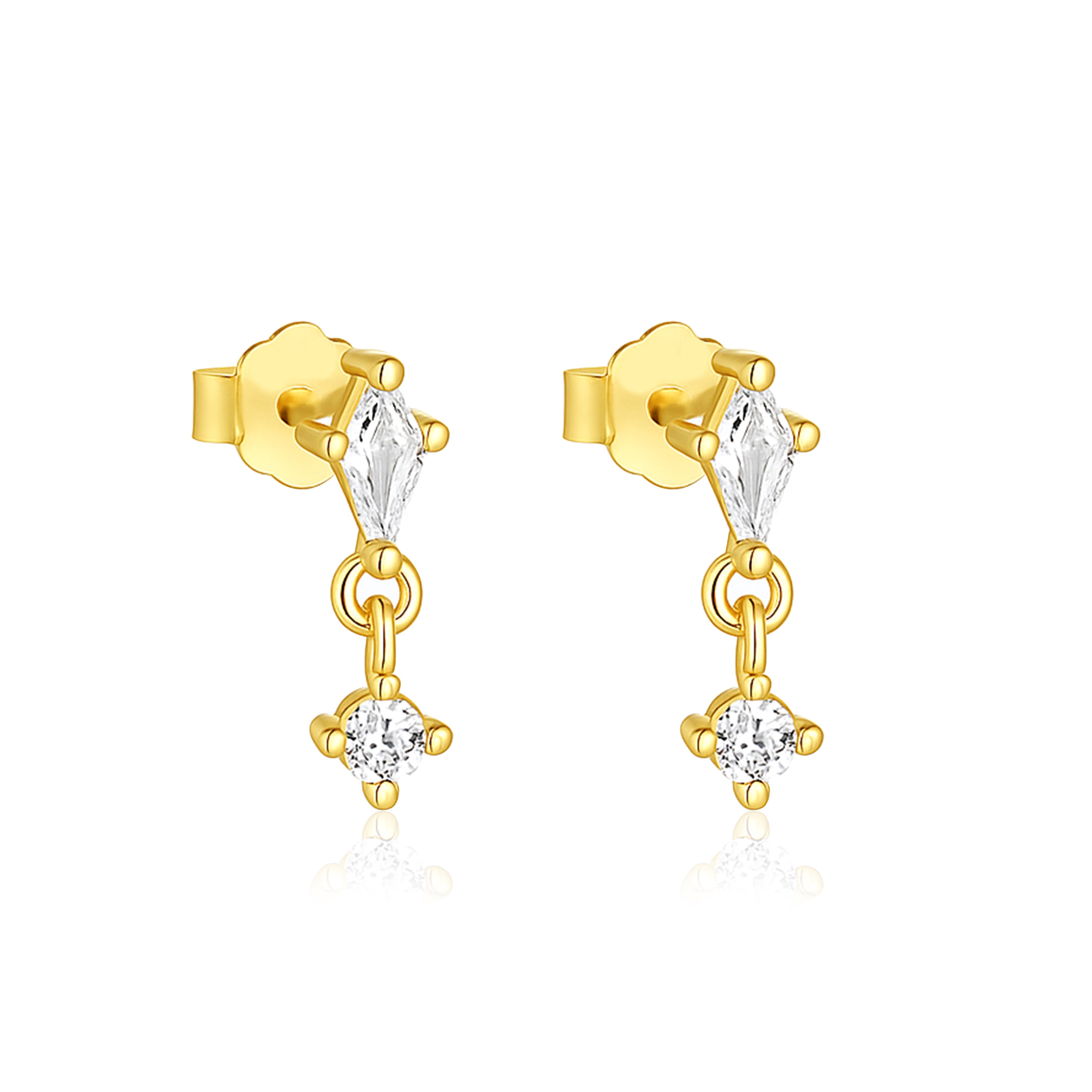 Minimal Drop Dangle Earrings – Sterling Silver Gold Plated