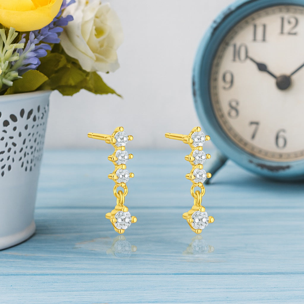 Modern Linear Drop Earrings – Sterling Silver Gold Plated