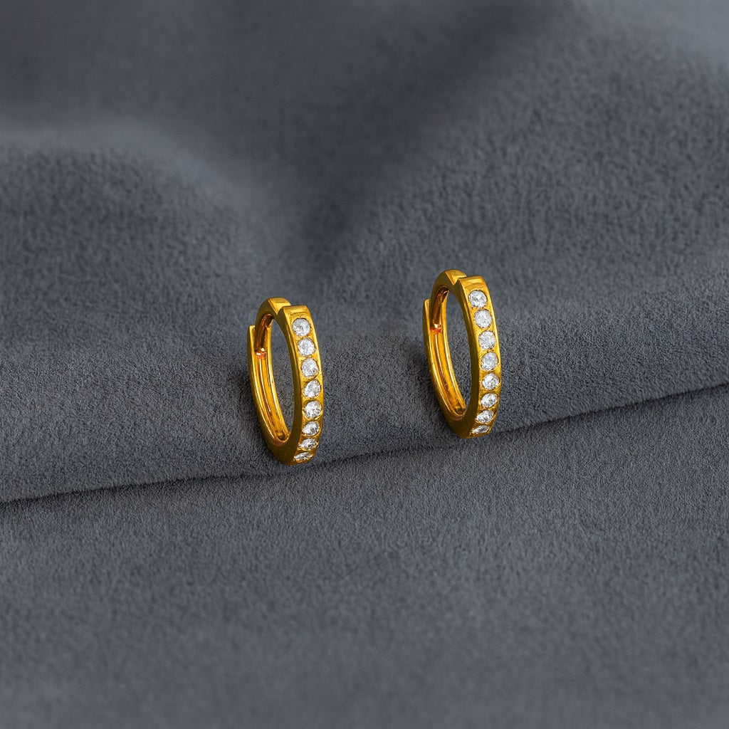 Classic Pavé Huggie Hoop Earrings - Sterling Silver Yellow Plated