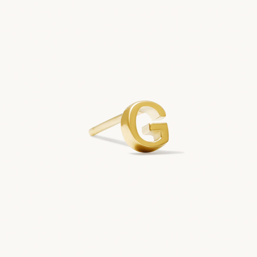 A to Z Initial Alphabet Studs Earrings – Sterling Silver Yellow Plated
