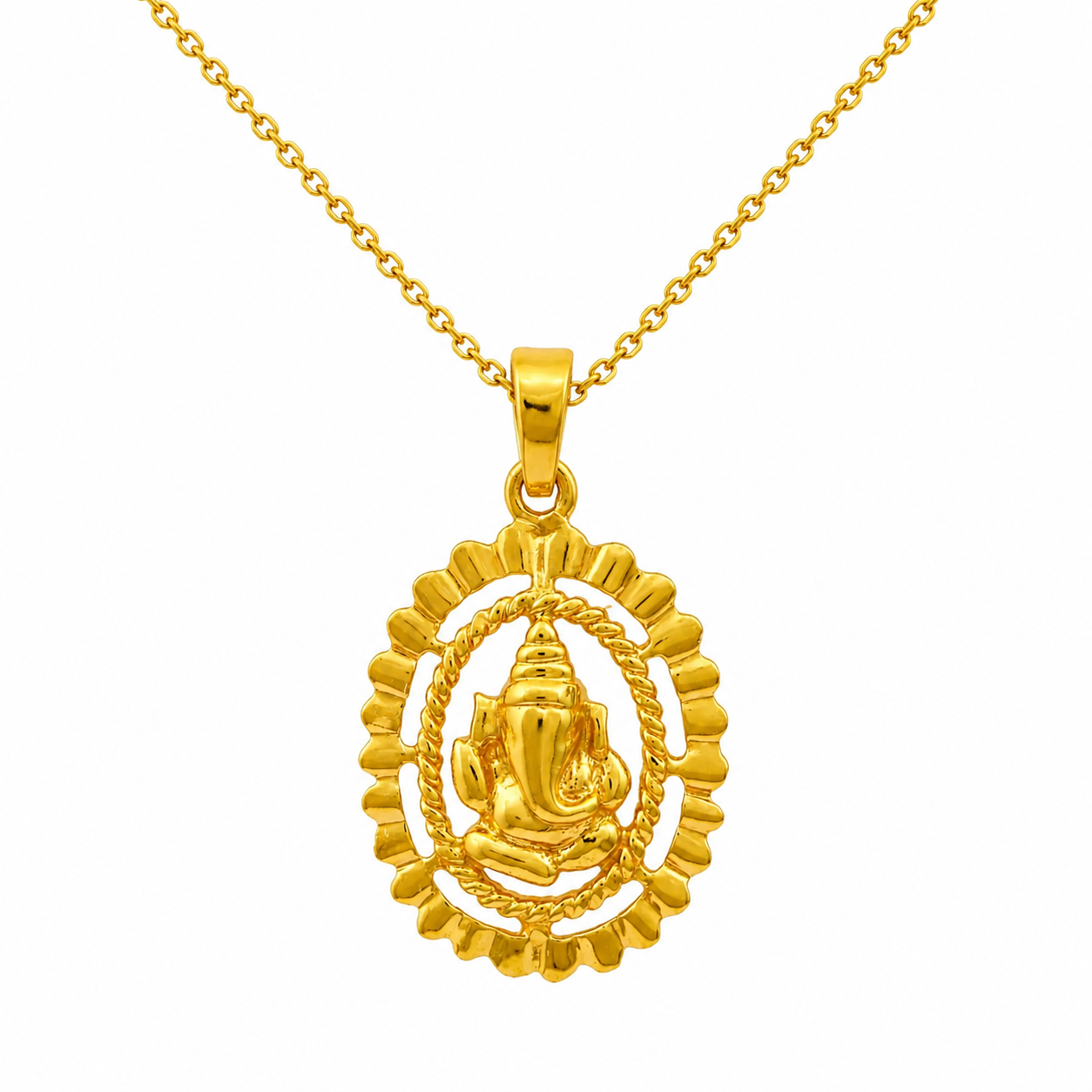 Yellow Gold Plated Ganesha Pendant - Sterling Silver