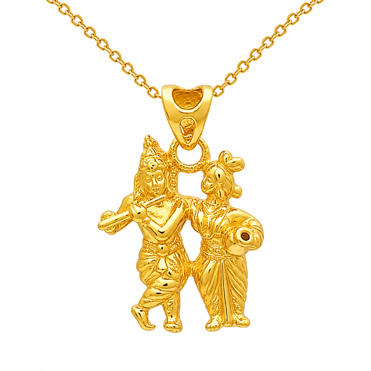 Radha Krishna Religious Pendant - Sterling Silver