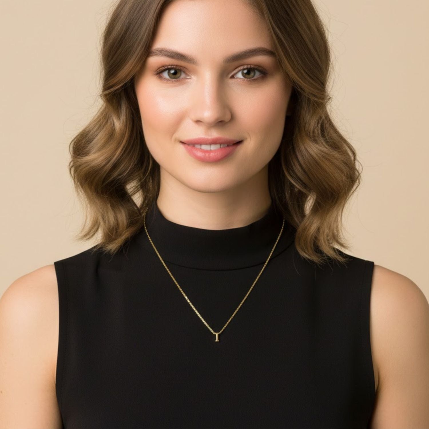 A to Z Initial Alphabet Studs Necklace – Sterling Silver Yellow Plated